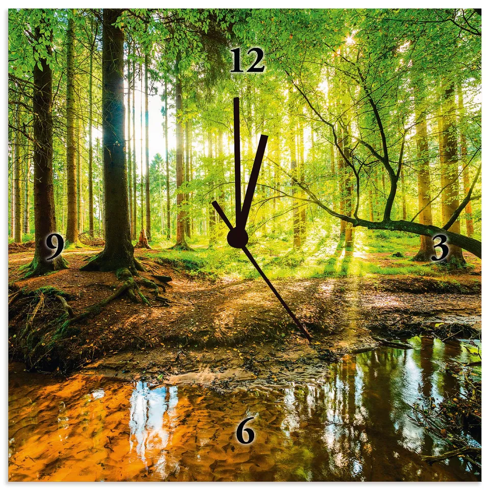 artland-wanduhren-funkuhr-wald-30x30-cm-lautlos-alu image 1