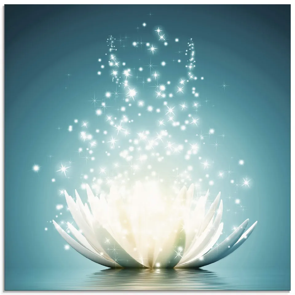 artland-glasbilder-t9nm-glasbild-blau-lotusblume-seerose image 1