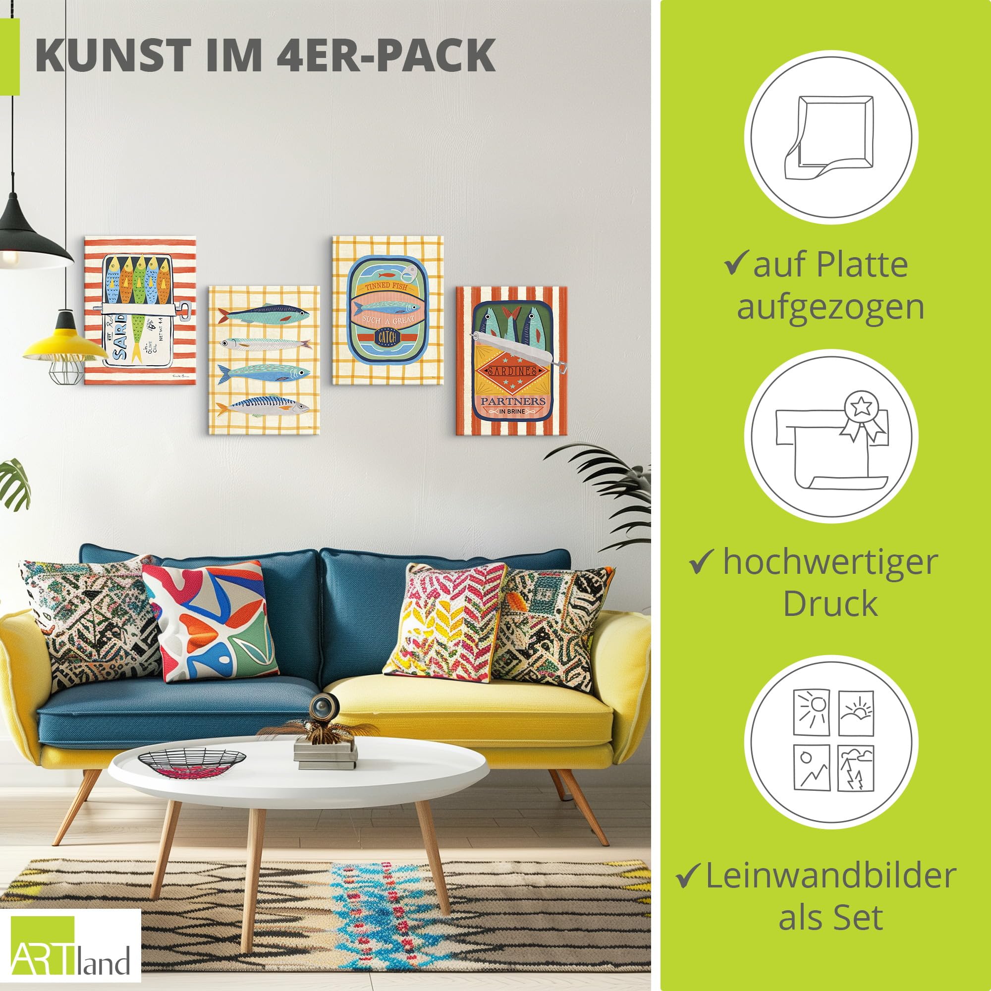 artland-leinwandbilder-sardines-set-4tlg-45x60-cm-mediterran image 2