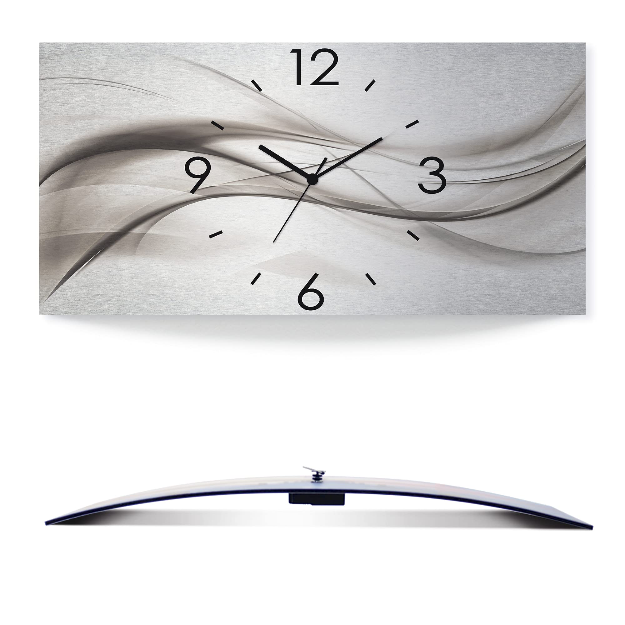artland-wanduhren-quarzuhr-50x25-cm-wanduhr-silber-lautlos image 1