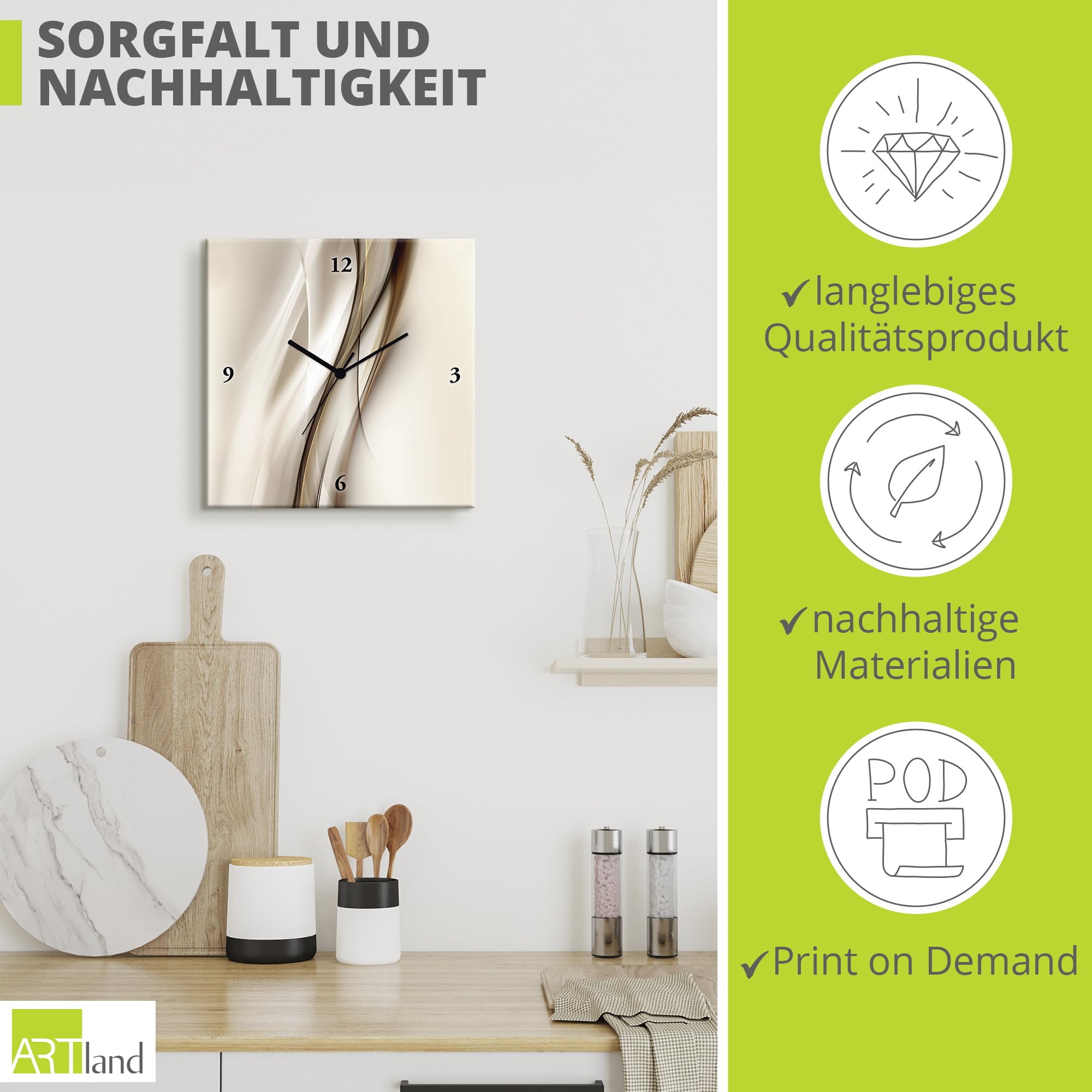 artland-wanduhren-welle-alu-wanduhr-30x30-cm-lautlos-braun image 5