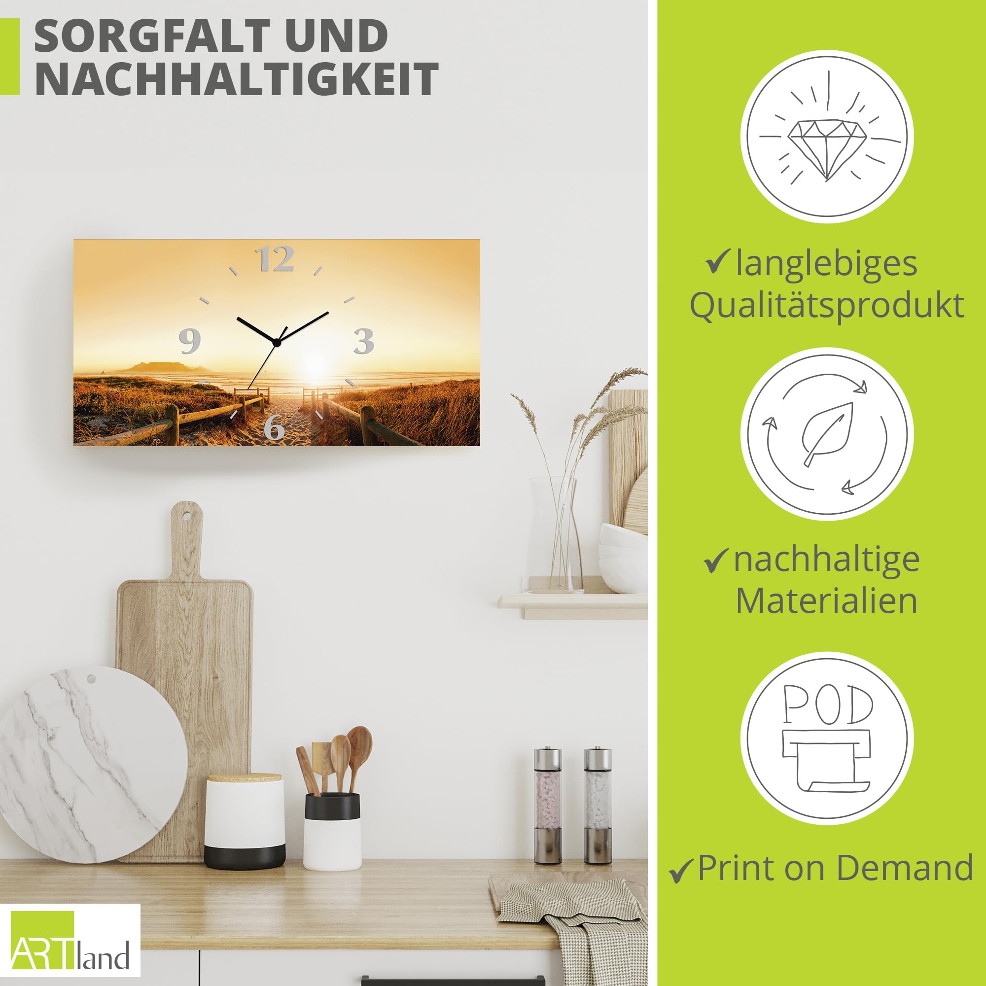 artland-wanduhren-funkuhr-60x30-cm-strand-meer-sunset-s7lc image 5