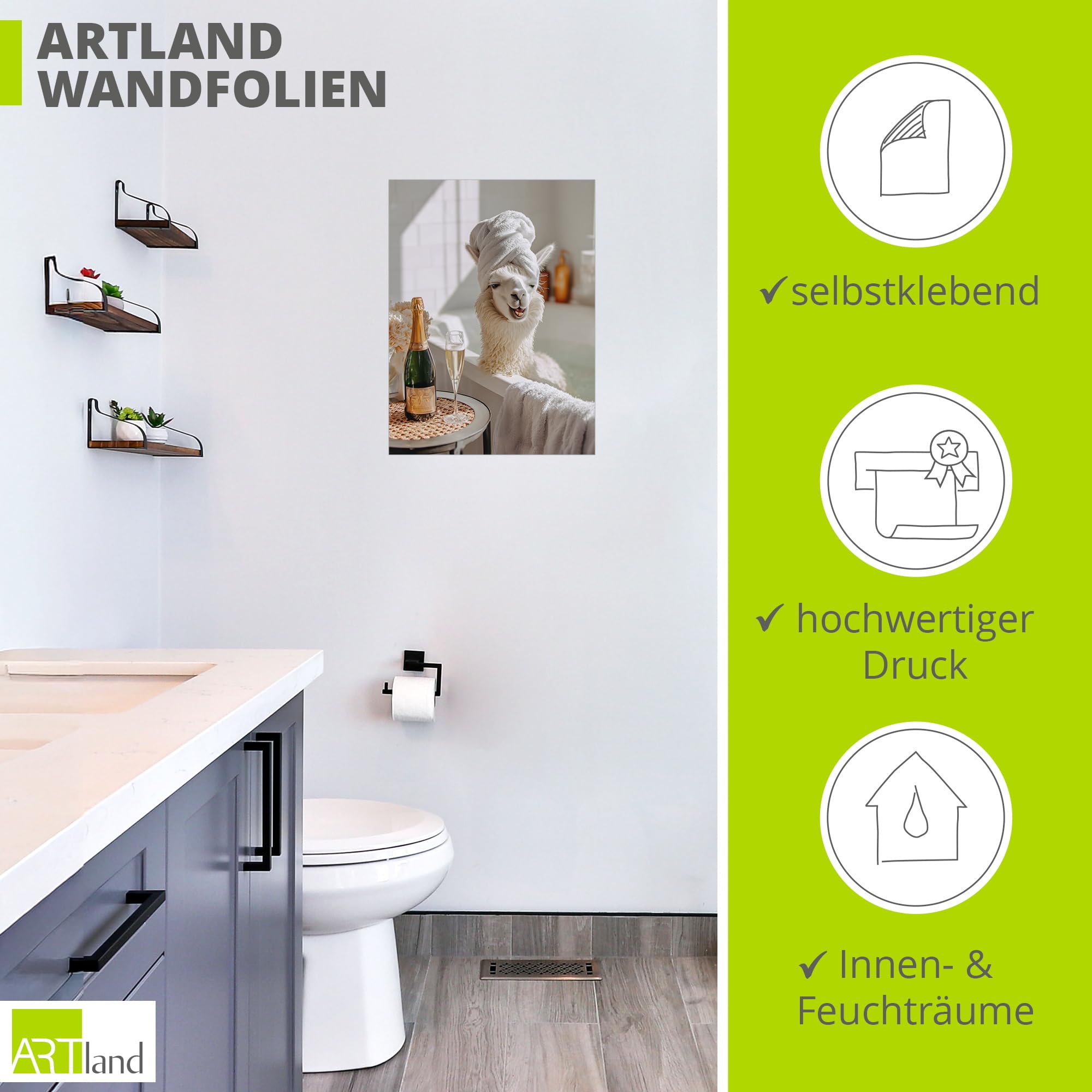 artland-wandaufkleber-u6av-lama-badewanne-wandtattoo-30x40-wei image 3