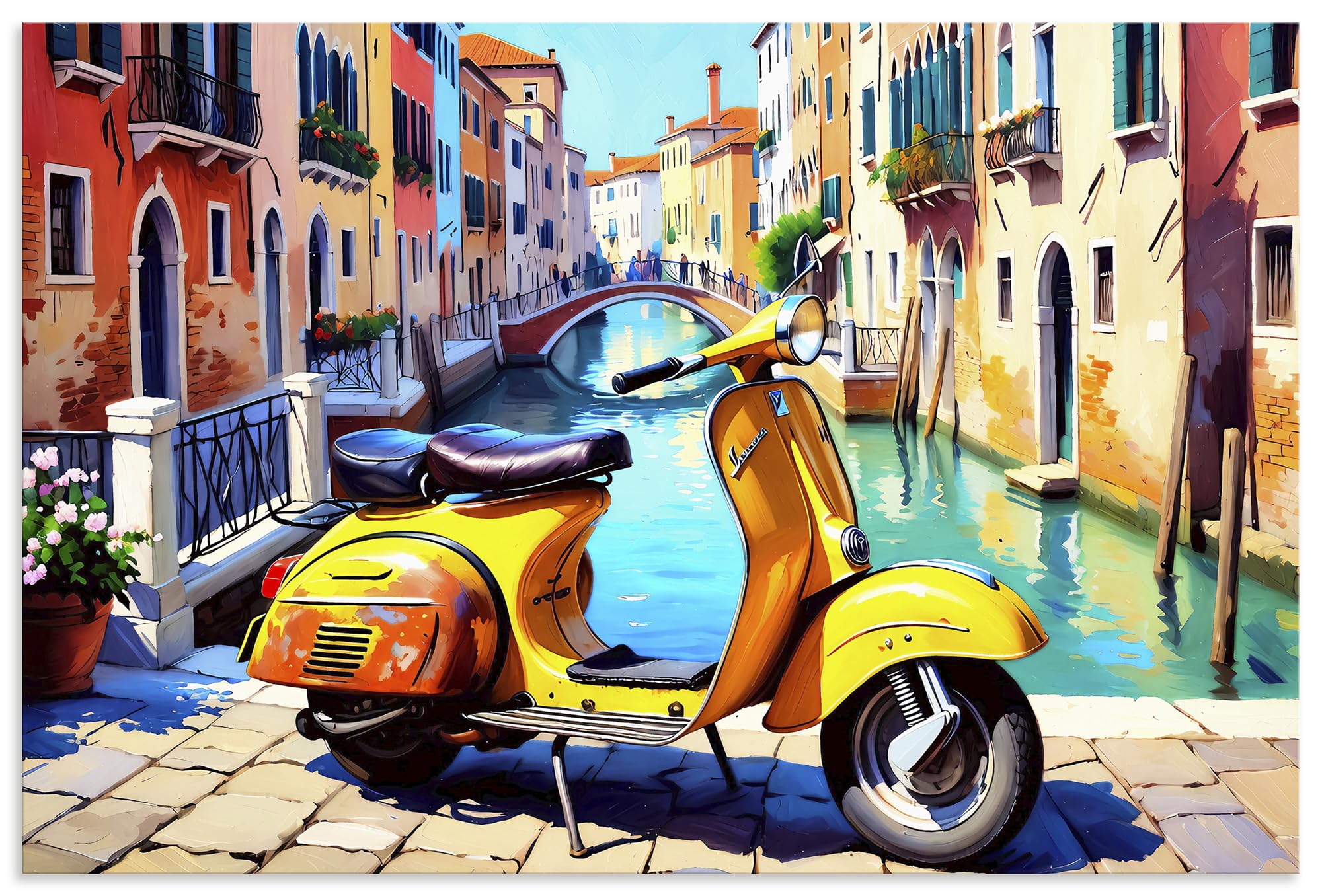 artland-alubilder-u6fj-bunt-alubild-90x60-cm-vespa-venedig image 1