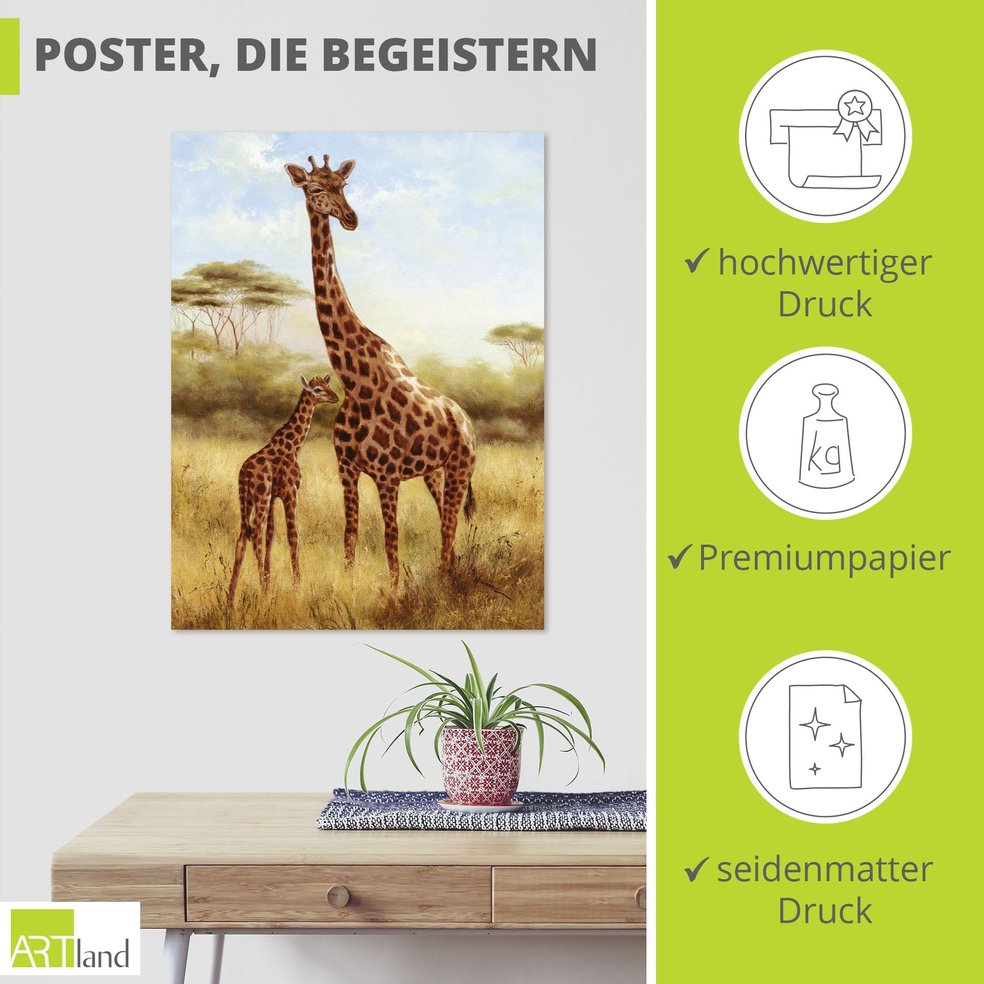 artland-giraffe-poster-90x120-cm-tiermotiv image 2