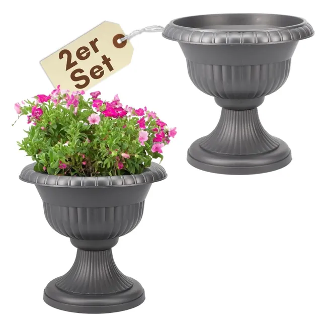 garpet-garten-blumentopf-mit-st-nder-2er-set-30-cm-grau-s-ule image 1