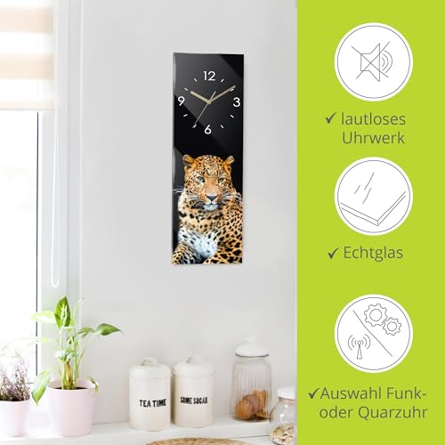 artland-wanduhren-leopard-funkuhr-glas-20x60-cm-lautlos image 8