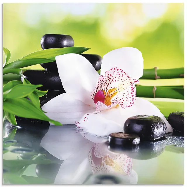 artland-glasbilder-zen-orchideen-glasbild-30x30-rosa image 1