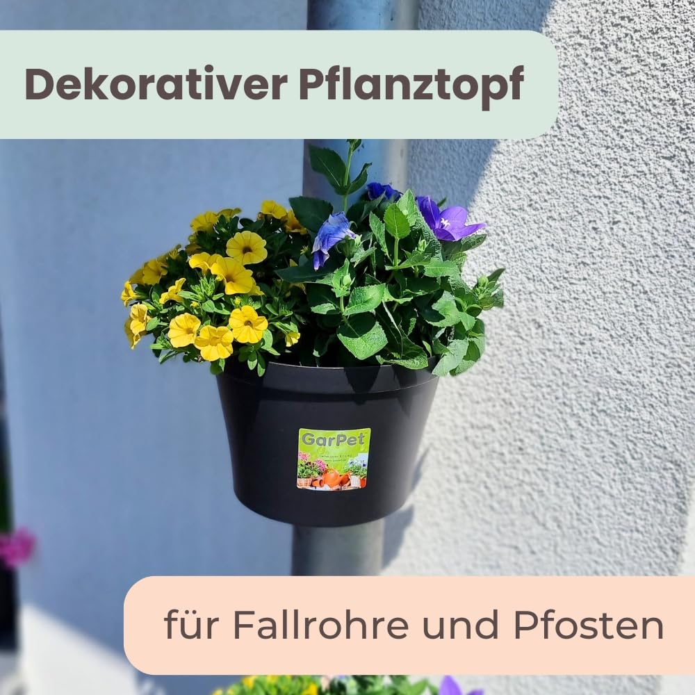 garpet-garten-blumentopf-f-r-regenrohr-3-6l-fallrohr-grau image 7
