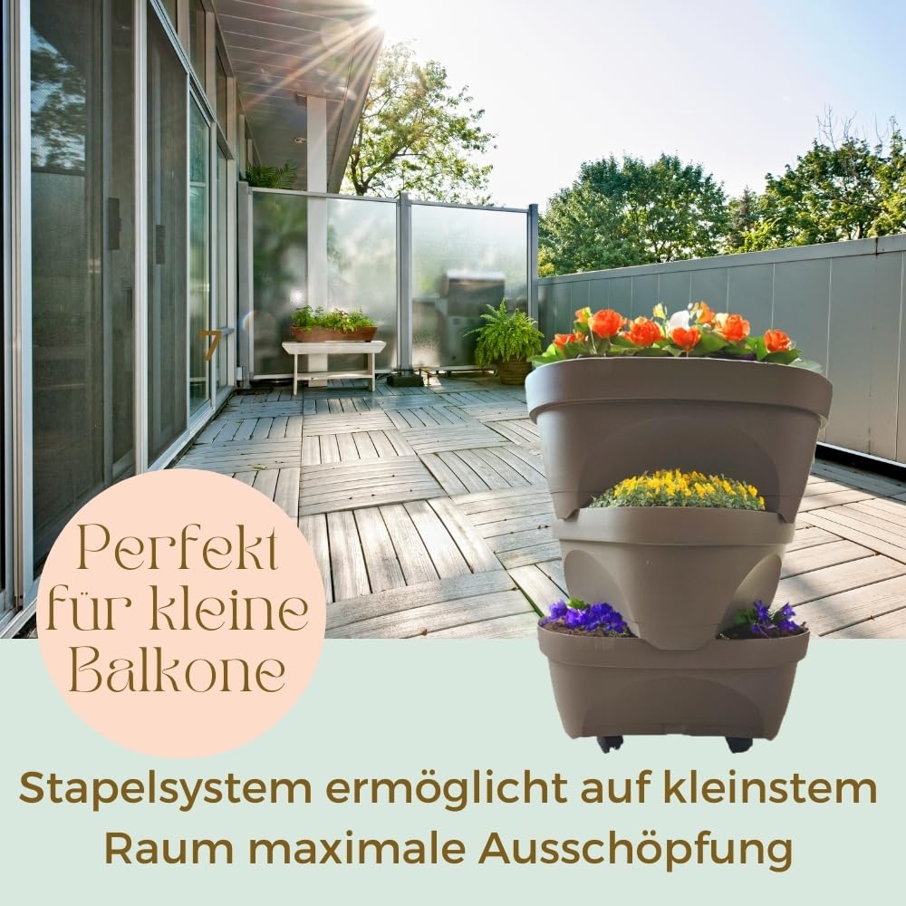 garpet-garten-erdbeertopf-pflanzturm-taupe-3-ebenen-rollen image 8
