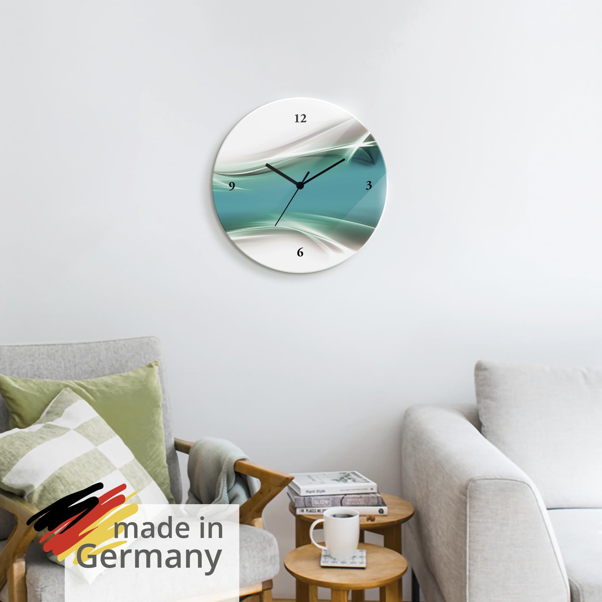 artland-wanduhren-glas-wanduhr-petrol-30-cm-lautlos image 6