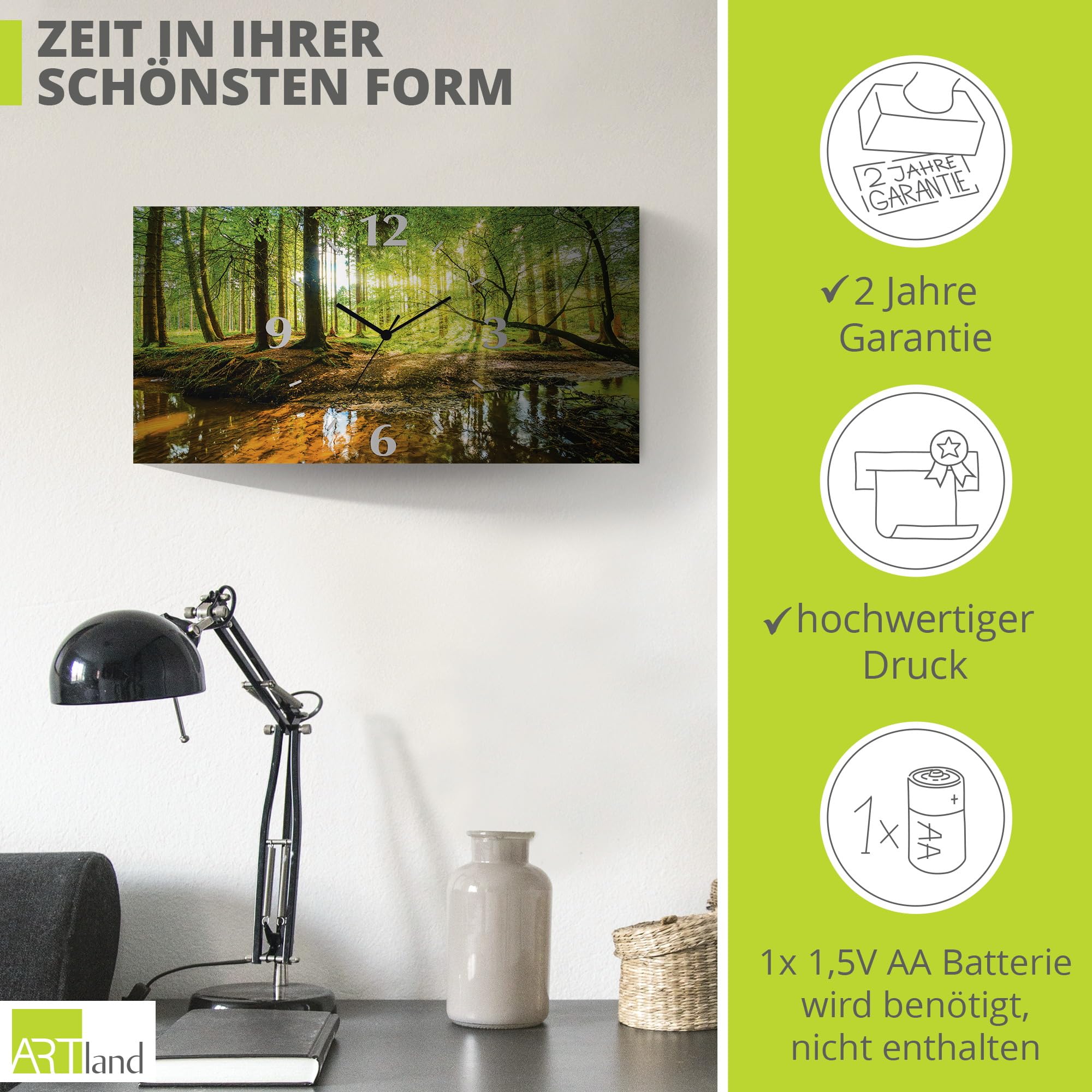 artland-wanduhren-t9io-wanduhr-60x30-cm-wald-bach-leise image 3