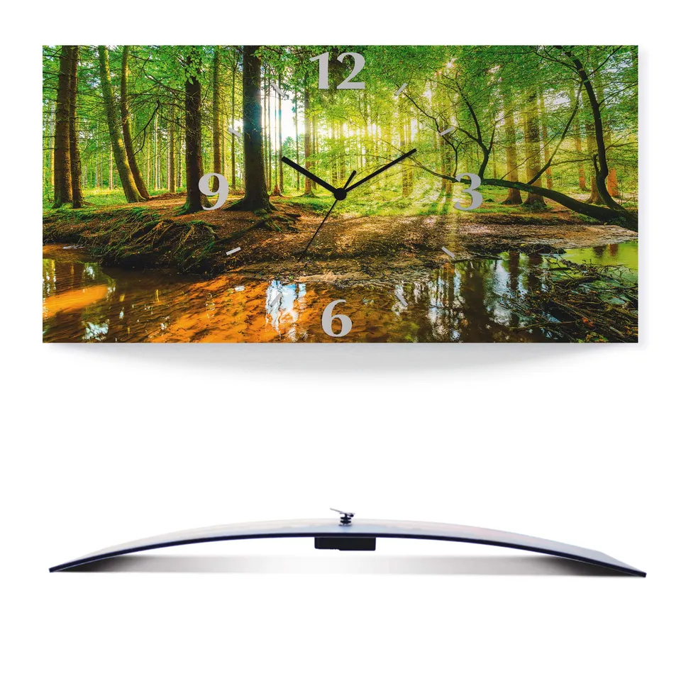 artland-wanduhren-t9io-wanduhr-60x30-cm-wald-bach-leise image 1