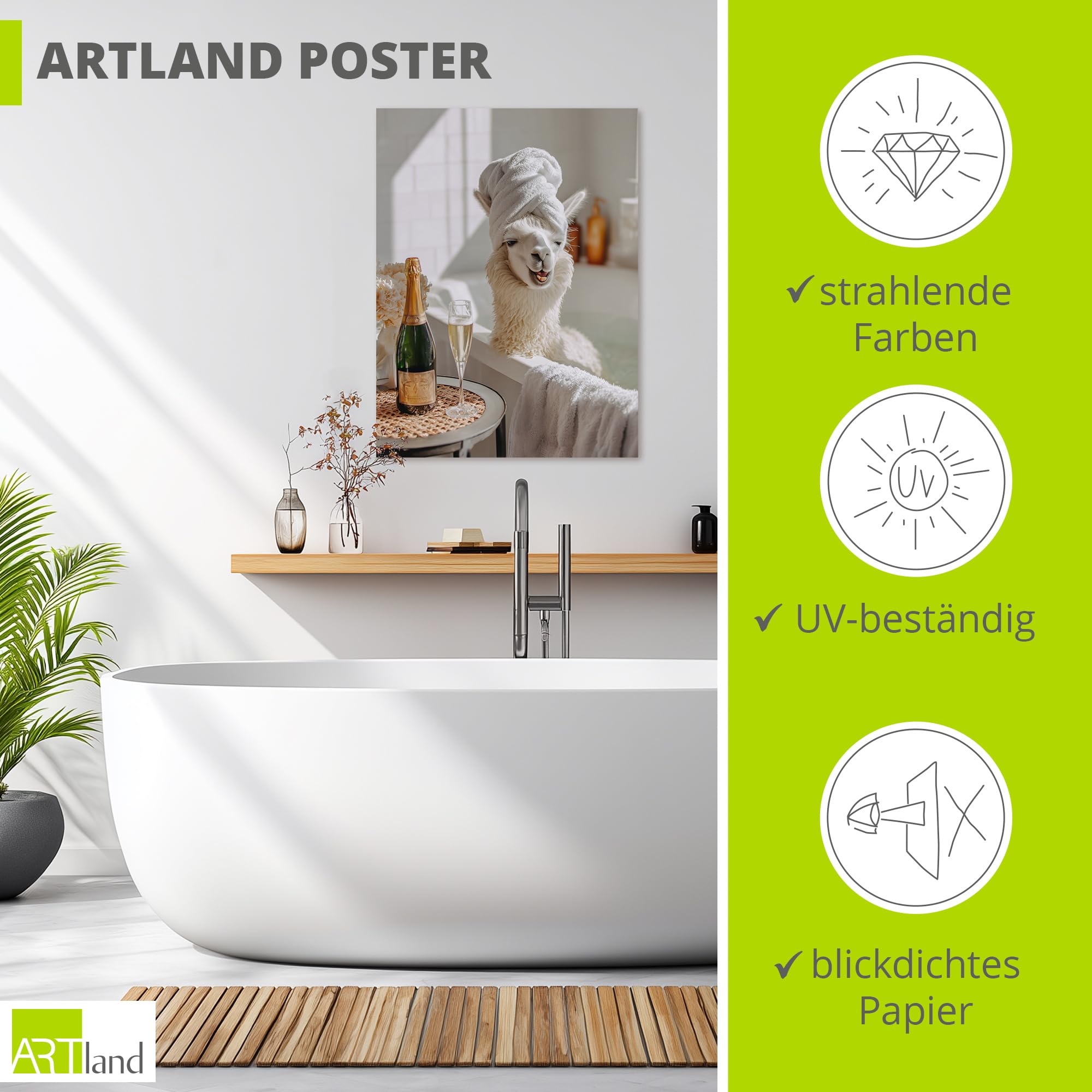 artland-kunstdrucke-lama-badewanne-poster-30x40-cm-wei-sekt image 3