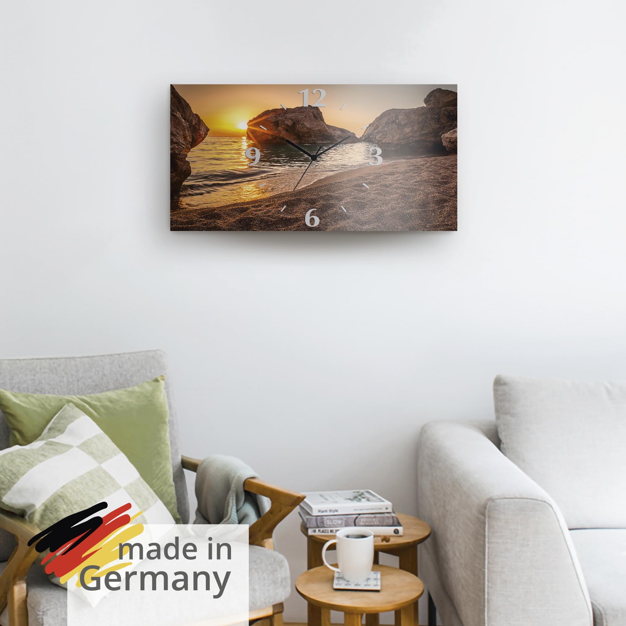 artland-wanduhren-quarzuhr-50x25-cm-strand-felsen-alu image 6