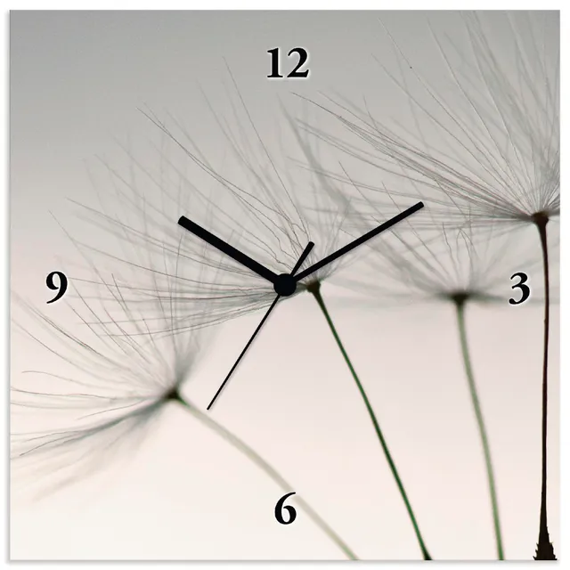 artland-wanduhren-funkuhr-30x30-grau-blumen-pusteblume-t5sq image 1