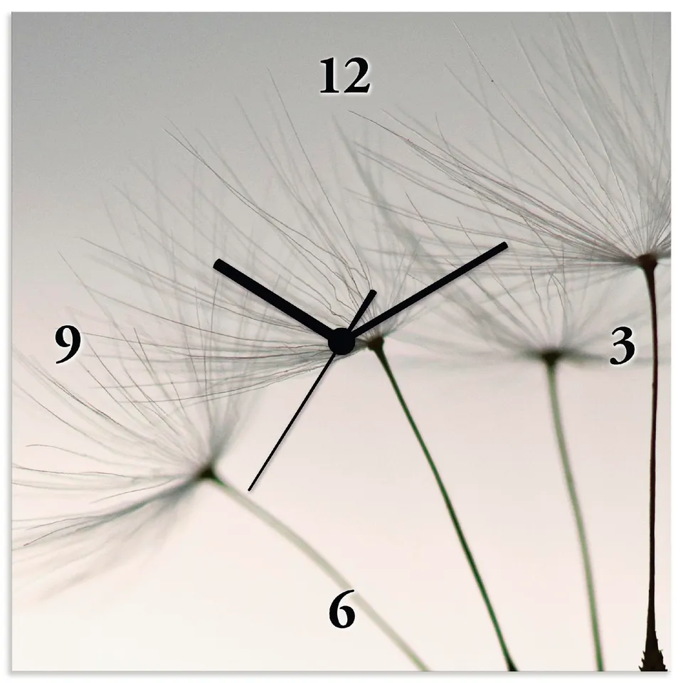artland-wanduhren-funkuhr-30x30-grau-blumen-pusteblume-t5sq image 1