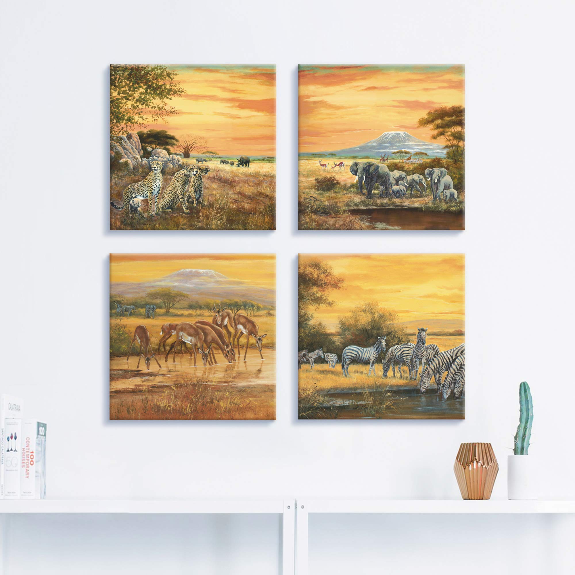 artland-afrika-leinwandbild-4er-set-30x30-cm-tiere-steppe image 5