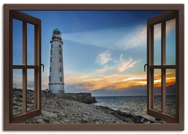 artland-leuchtturm-leinwandbild-100x70-cm-meerblick image 1