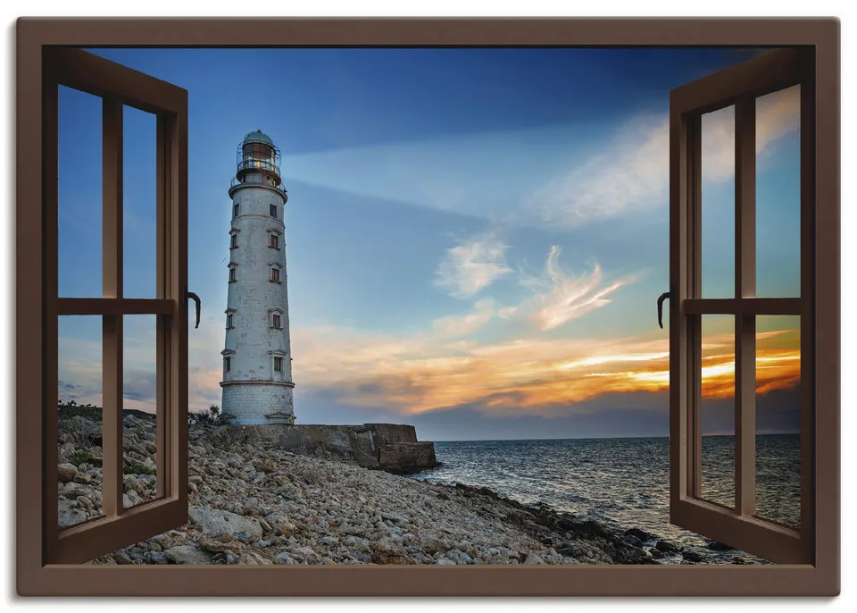 artland-leuchtturm-leinwandbild-100x70-cm-meerblick image 1