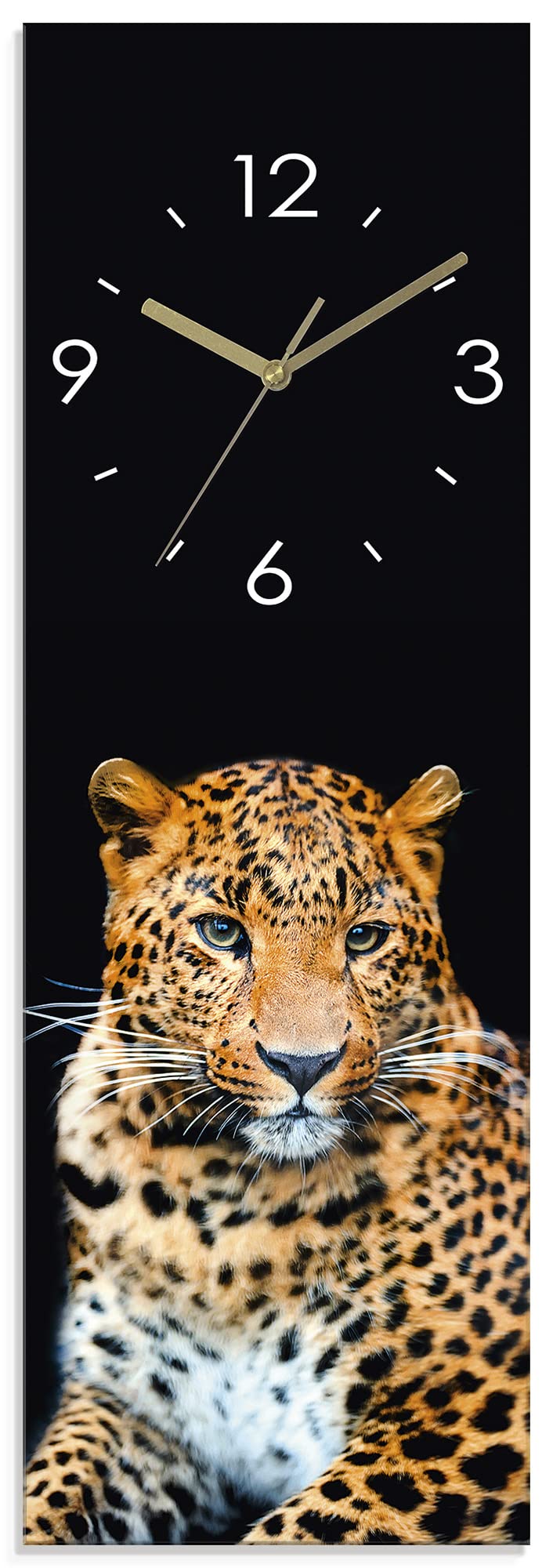 artland-wanduhren-leopard-funkuhr-glas-20x60-cm-lautlos image 1