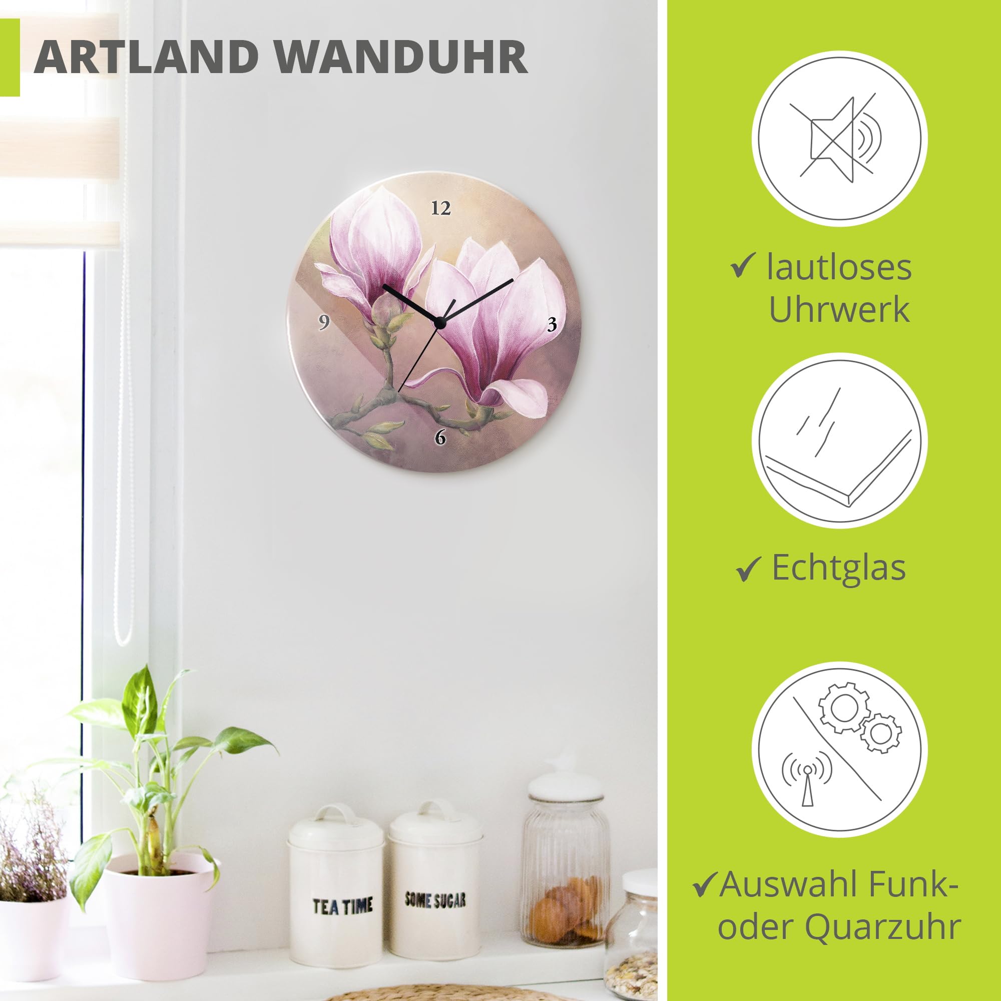 artland-wanduhren-t4wv-wanduhr-magnolie-30-cm-glas-lautlos image 2
