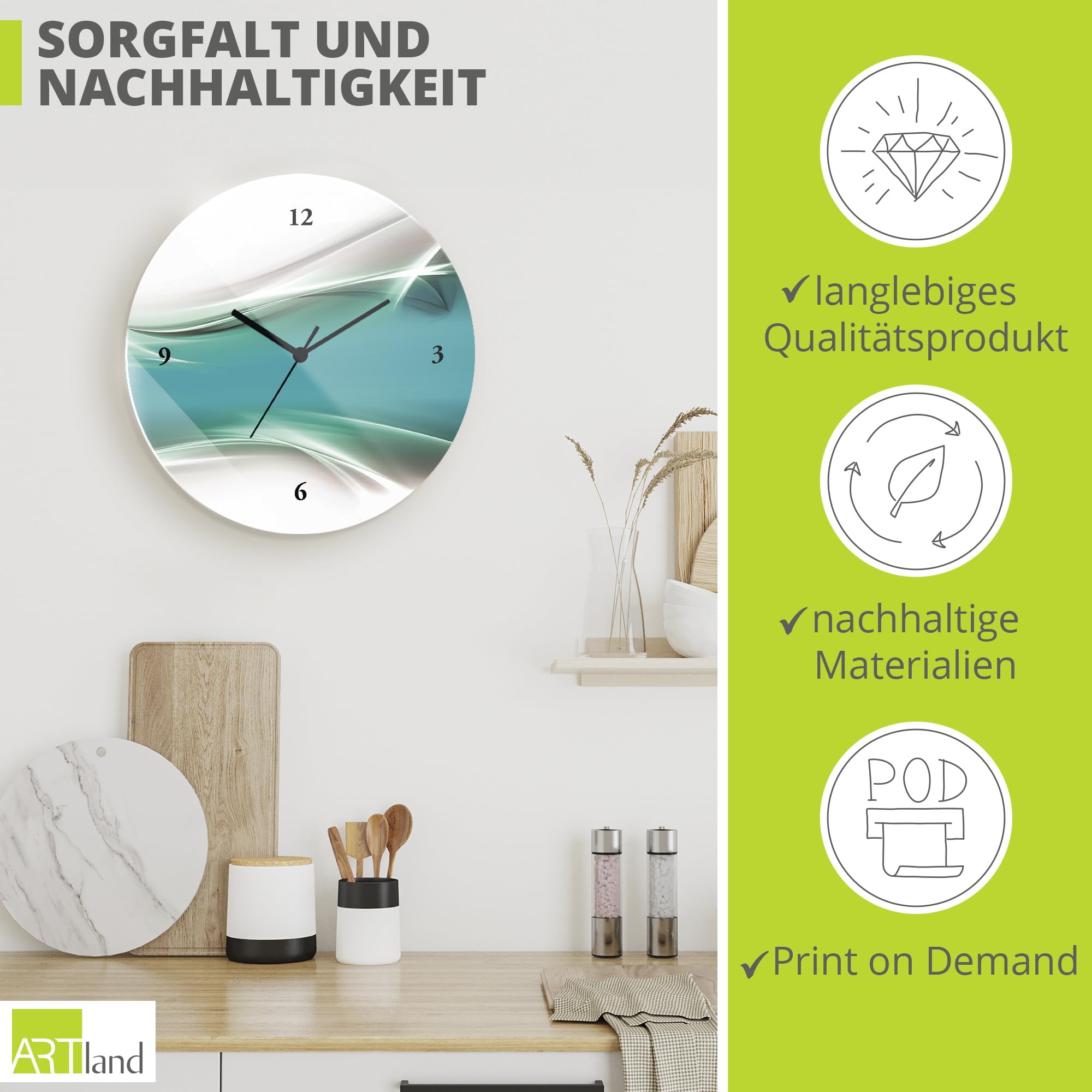 artland-wanduhren-glas-wanduhr-petrol-30-cm-lautlos image 5