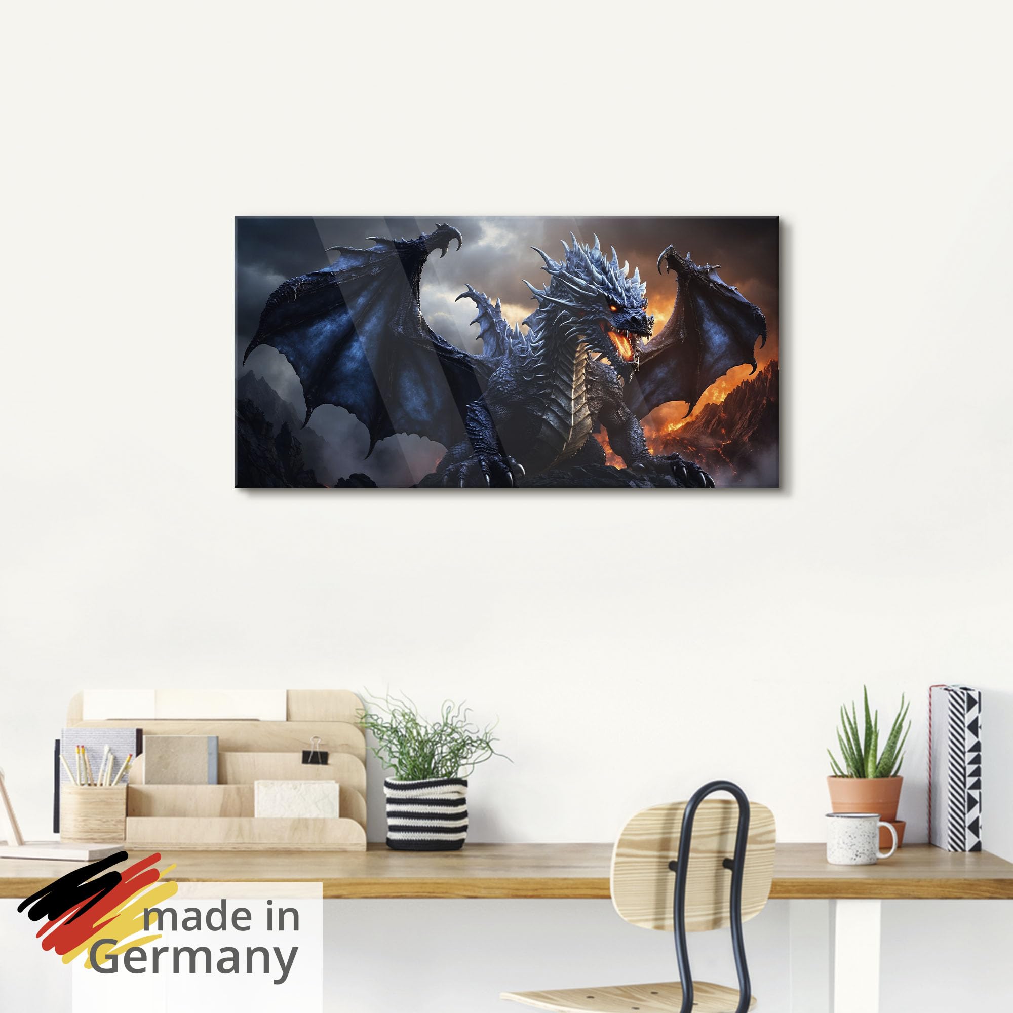 artland-glasbilder-feuerdrache-2-u5pq-glasbild-100x50-cm-fantasy image 5
