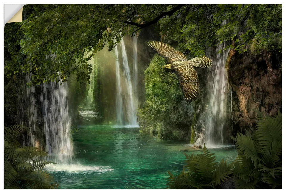 artland-wandaufkleber-r0by-natur-wandtattoo-30x20-wasserfall image 1