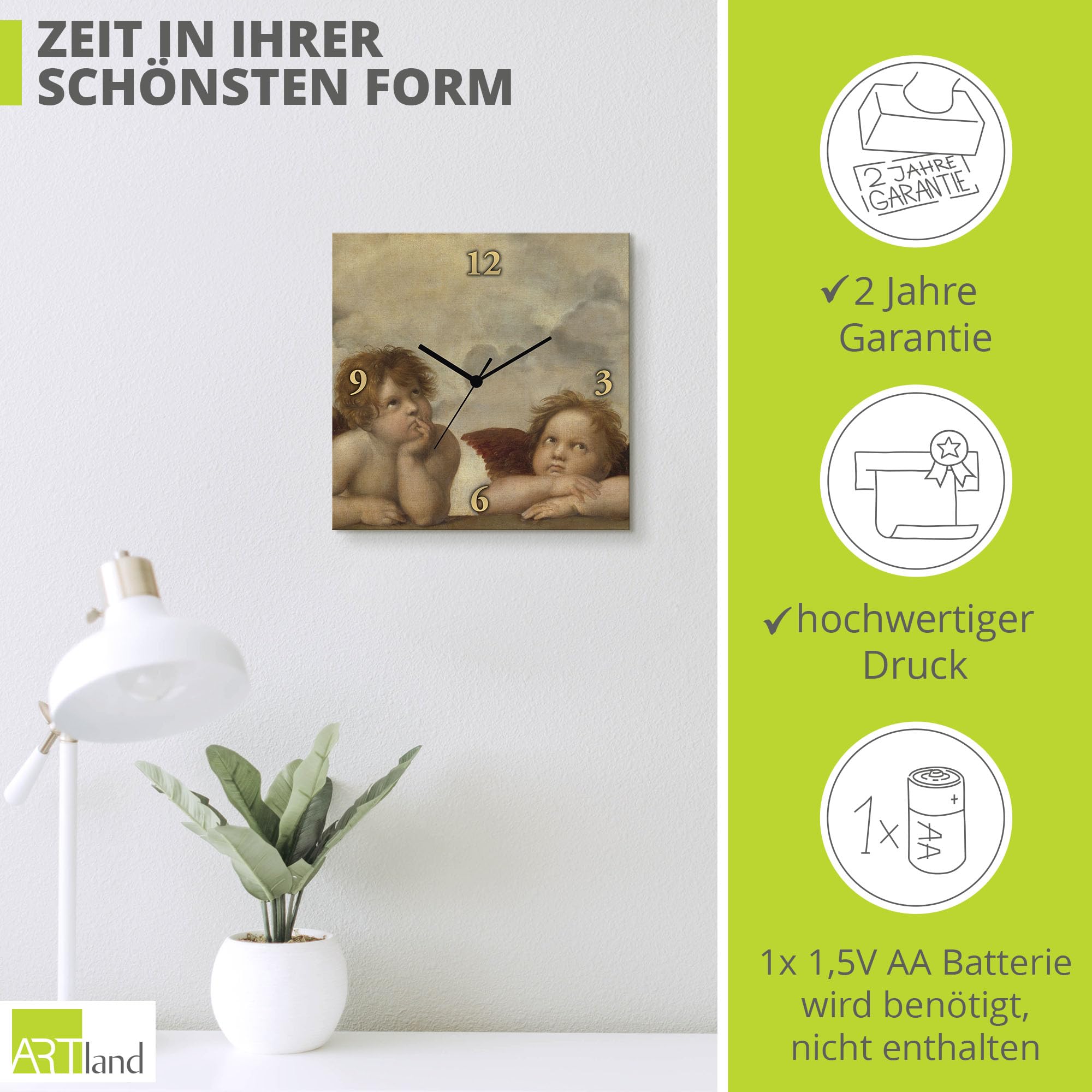 artland-wanduhren-funkuhr-30x30-alu-engel-raffael-schwarz image 3
