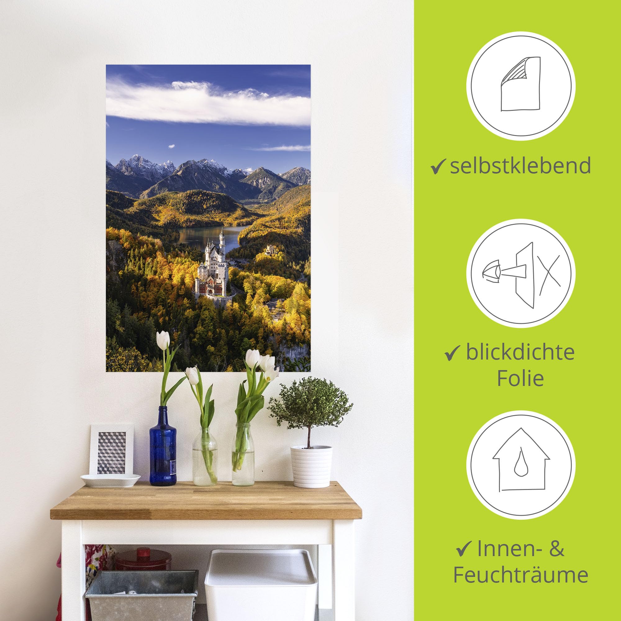 artland-wandaufkleber-schloss-neuschwanstein-vinyl-herbst image 3
