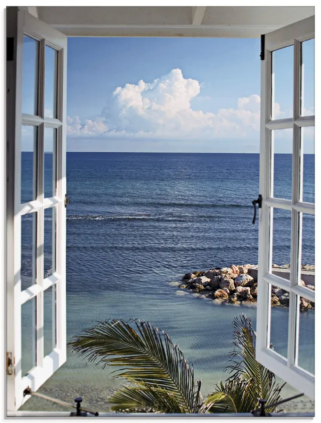 artland-glasbilder-palmen-strand-glasbild-80x60-maritim image 1