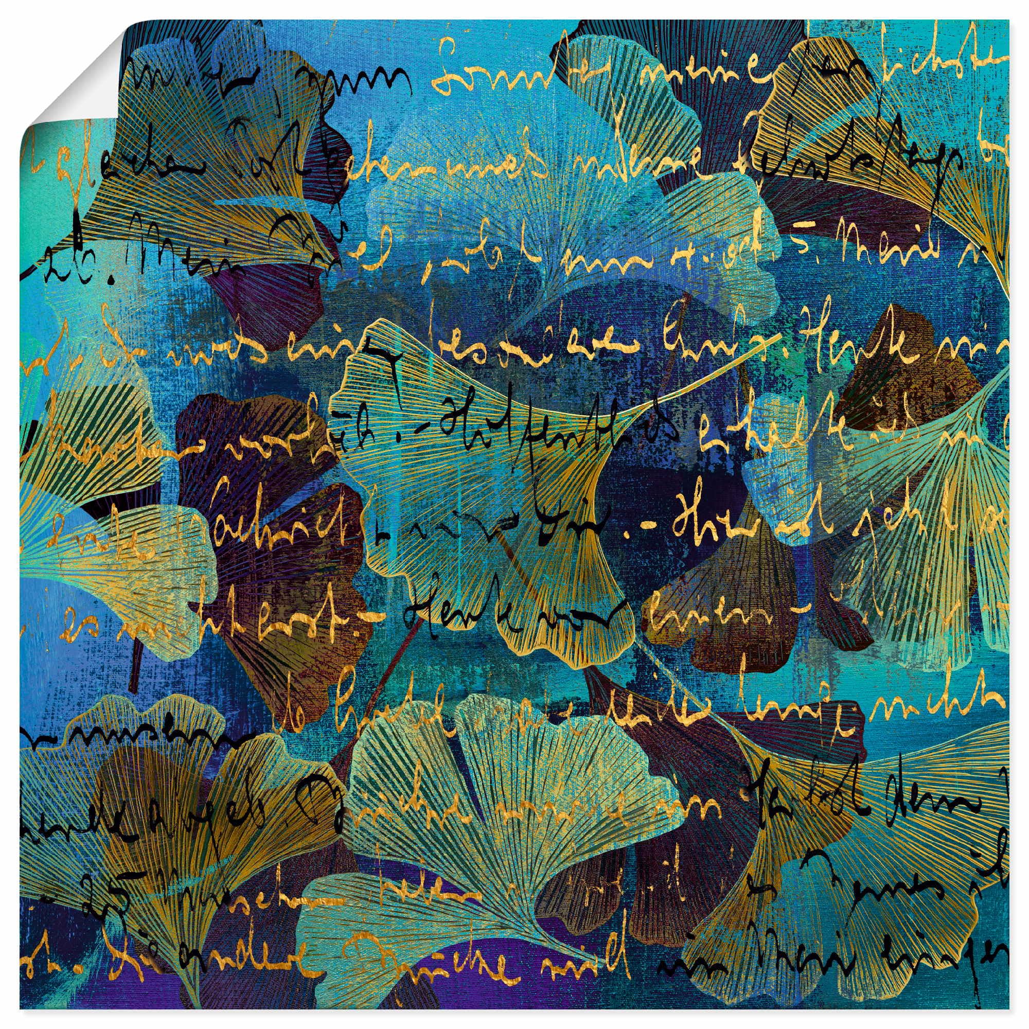 artland-kunstdrucke-ginkgo-poster-100x100-cm-braun image 7