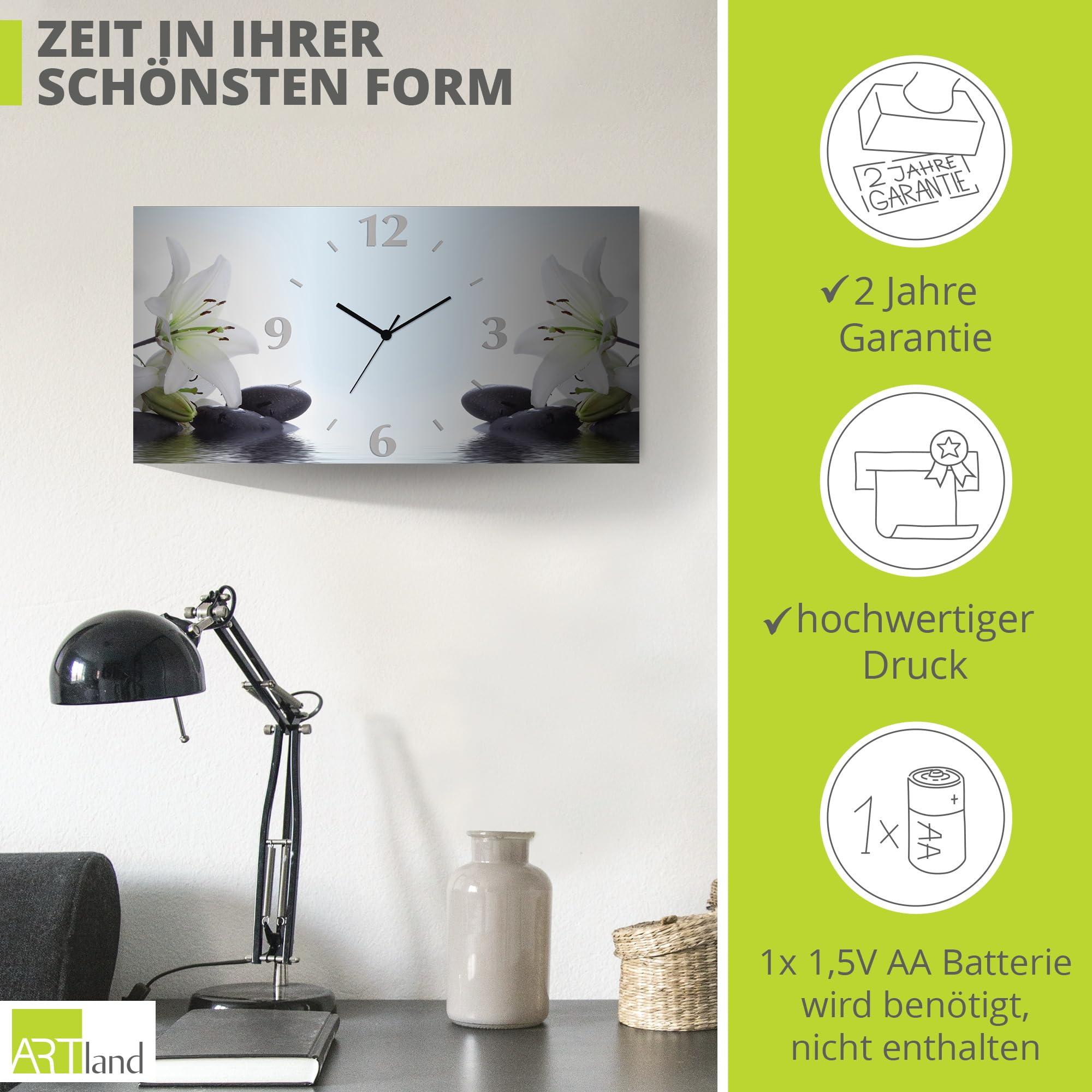 artland-wanduhren-s7ly-wanduhr-60x30-cm-funkuhr-lilien image 3