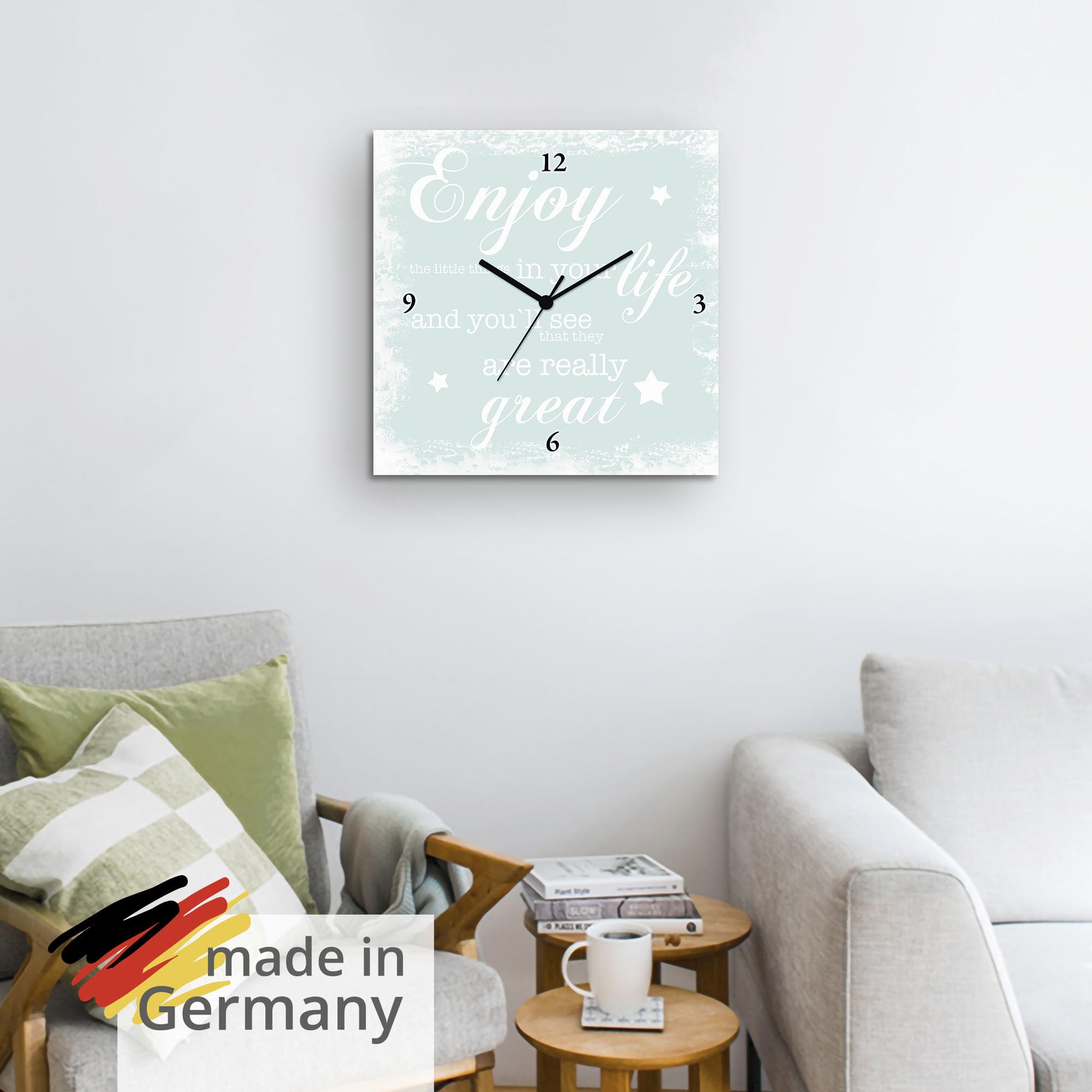 artland-wanduhren-spruch-mint-leinwand-funkuhr-30x30 image 6