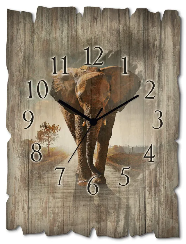 artland-wanduhren-t9qo-wanduhr-30x40-cm-quarzuhr-elefant image 1