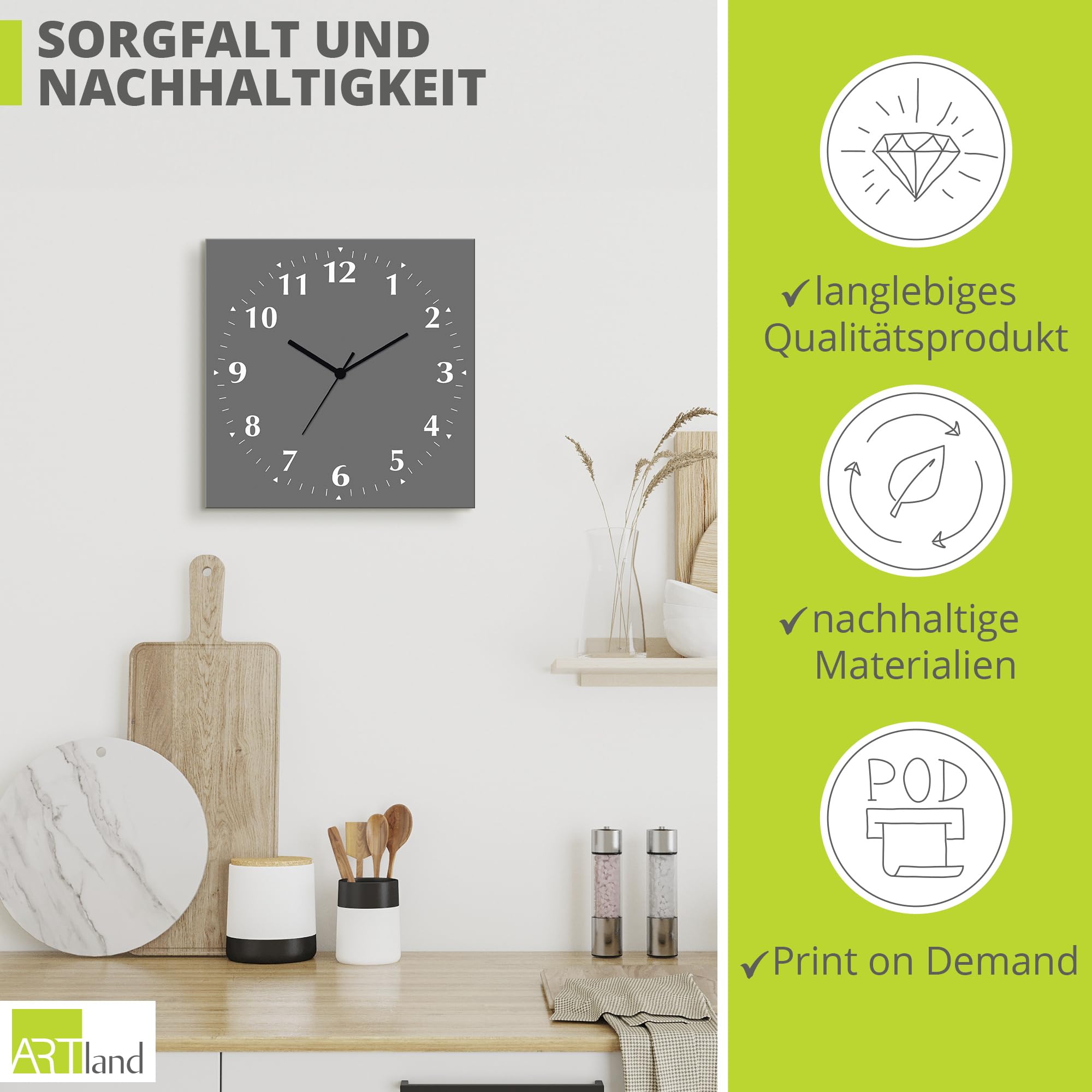 artland-wanduhren-grau-wanduhr-30x30-cm-alu-funkuhr-lautlos-ziffern image 5