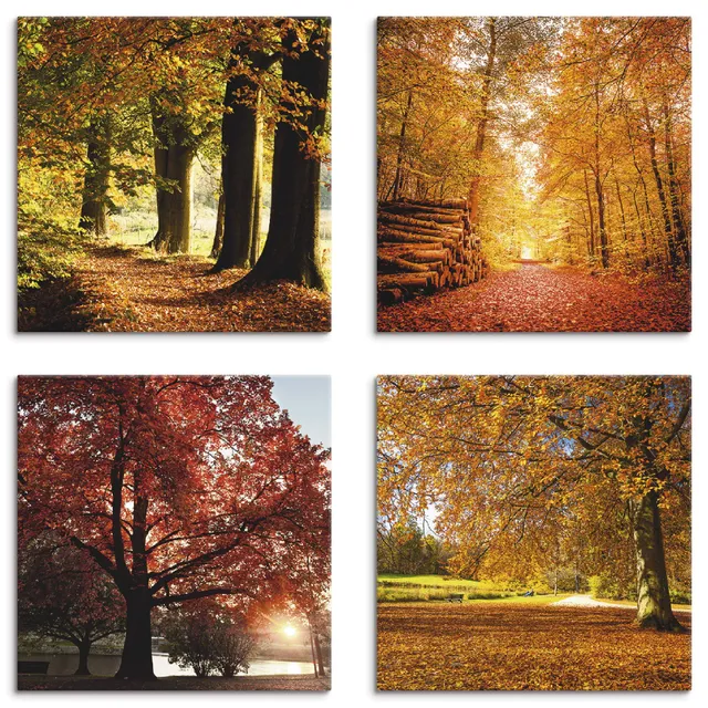artland-leinwandbilder-k2uq-set-4x30x30-cm-herbst-b-ume image 1