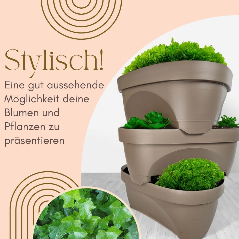 garpet-garten-erdbeertopf-pflanzturm-taupe-3-ebenen-rollen image 3