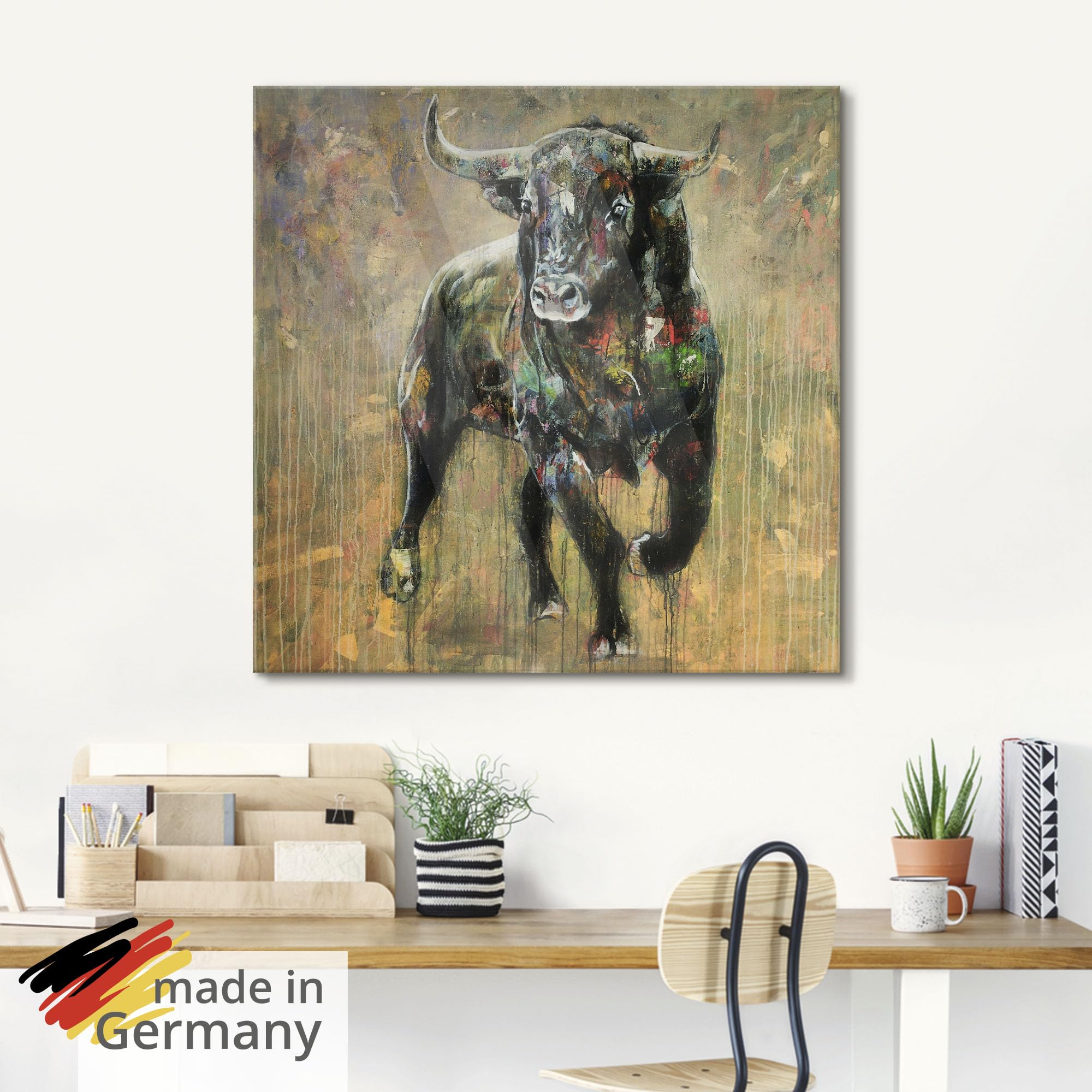 artland-glasbilder-stier-moment-der-entscheidung-u5pf-glasbild-30x30-cm image 5