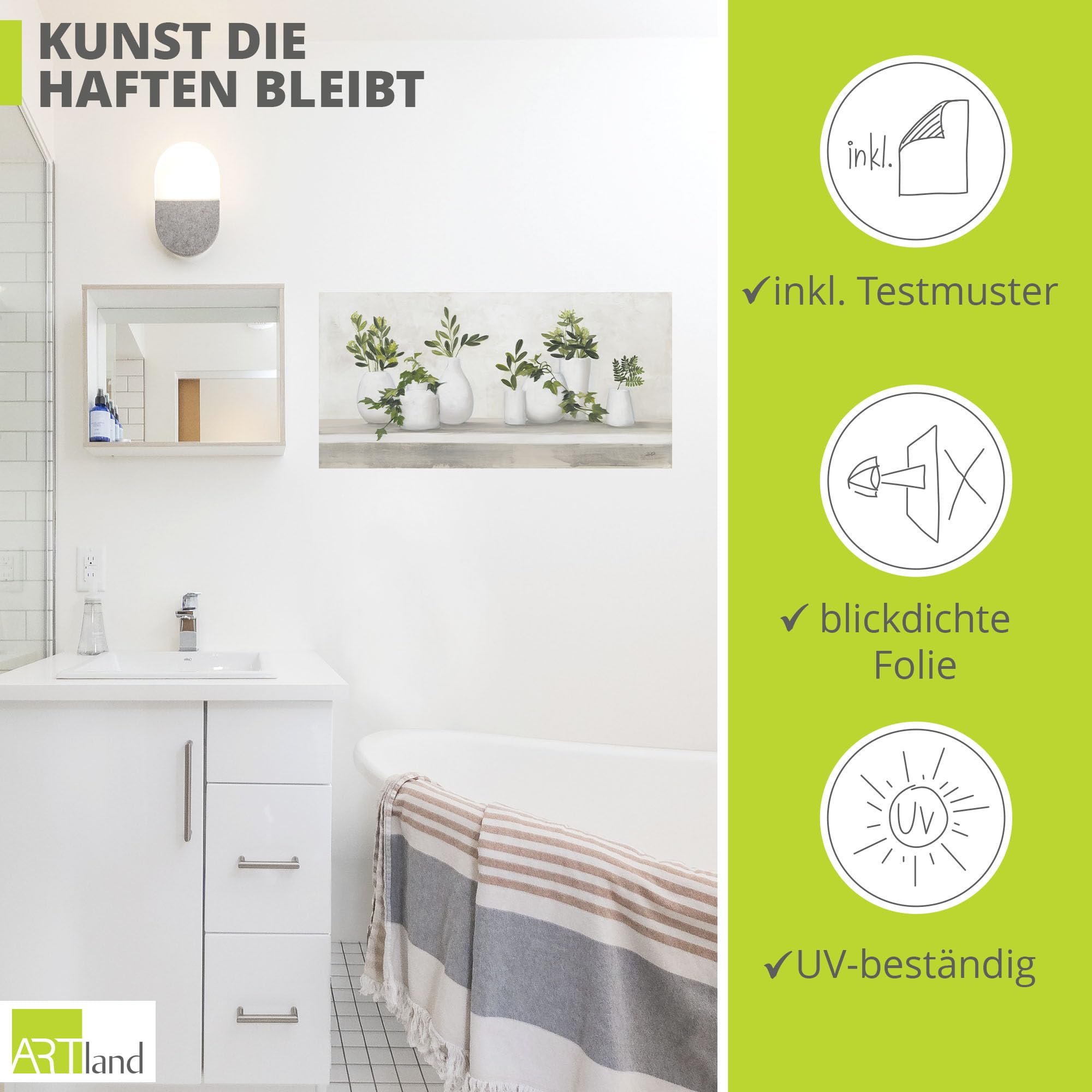 artland-wandaufkleber-plant-life-wandtattoo-40x20-cm-vasen image 2