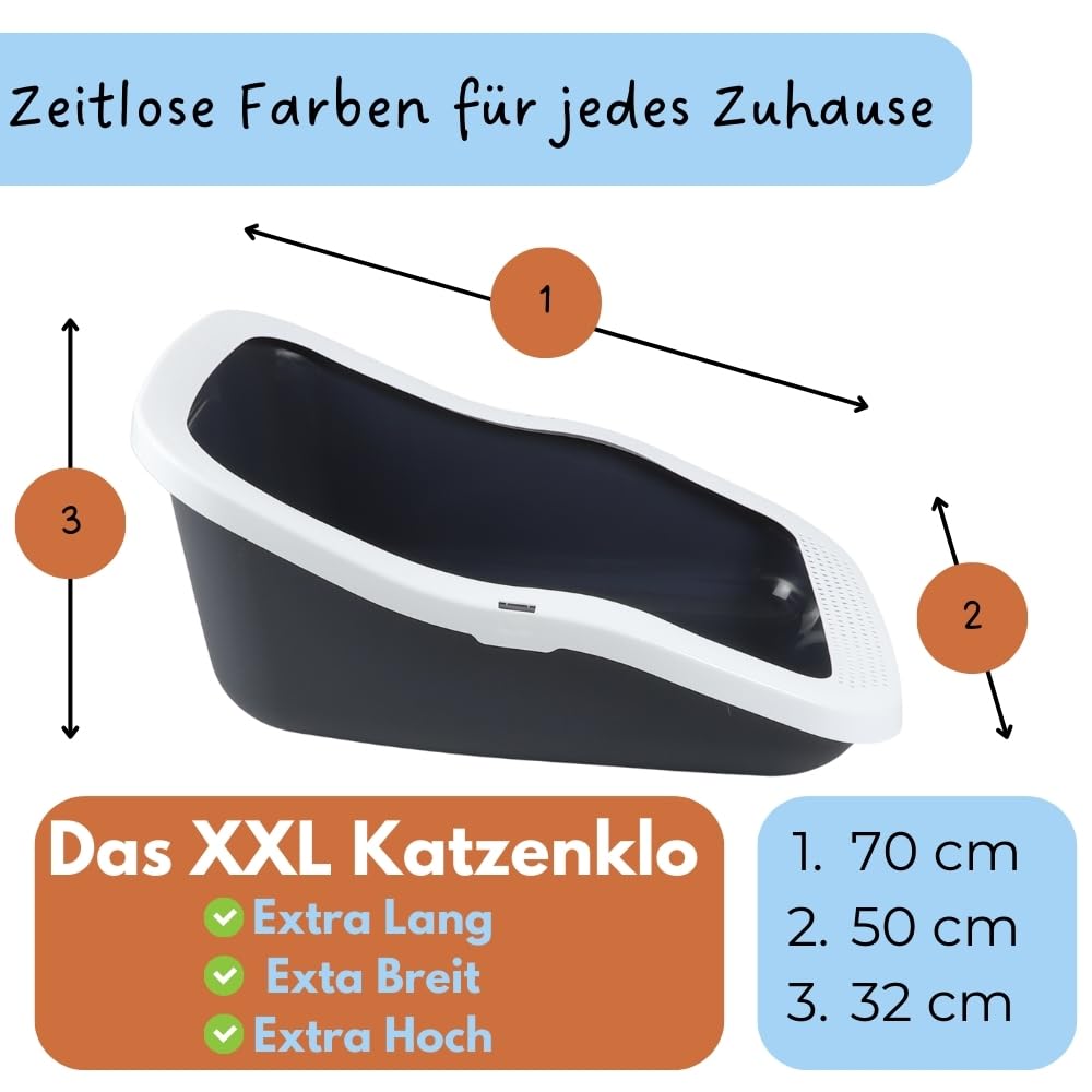 garpet-tierwelt-xxl-katzenklo-offen-70cm-hoher-rand-grau image 2