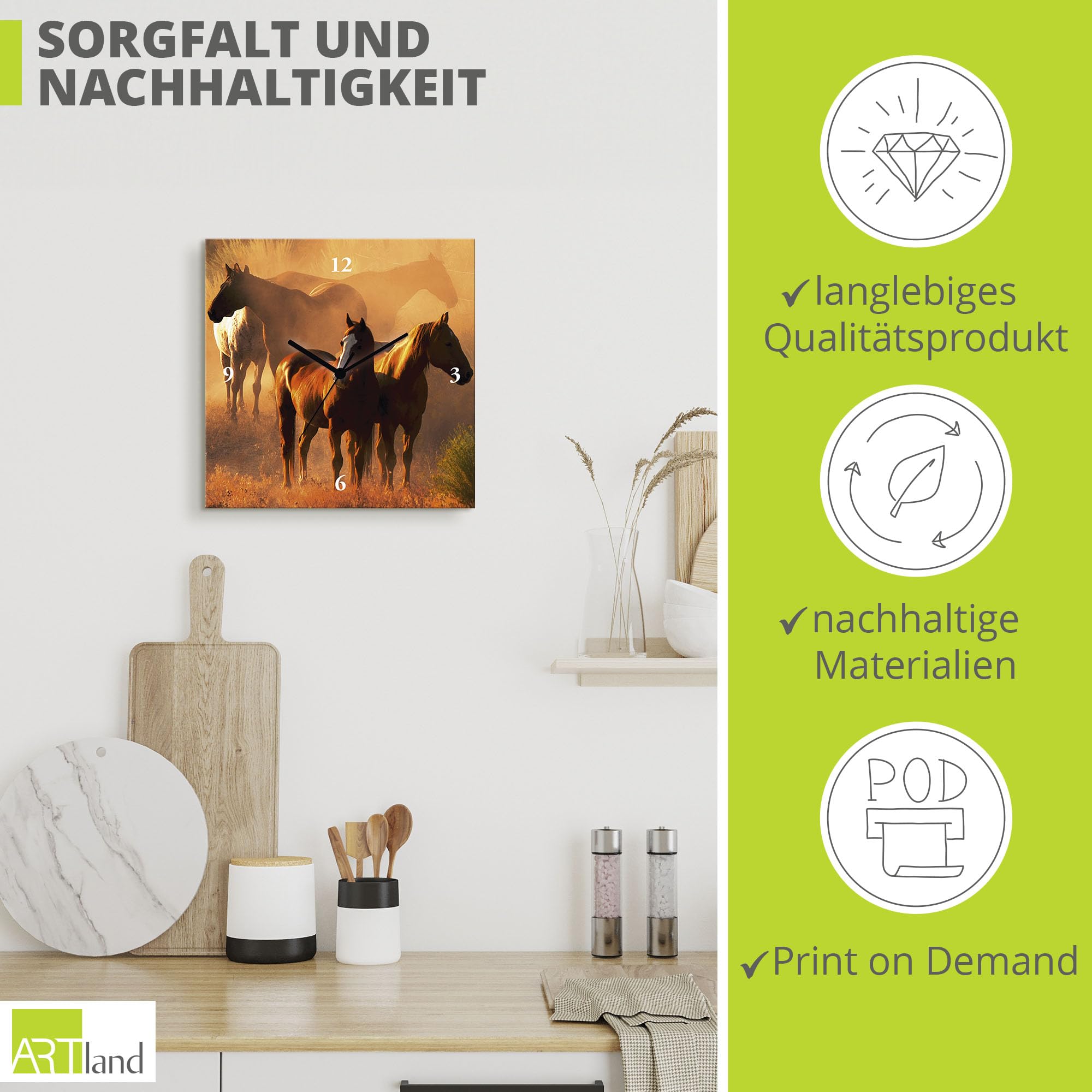 artland-wanduhren-s8sq-wanduhr-30x30-cm-pferde-lautlos image 5