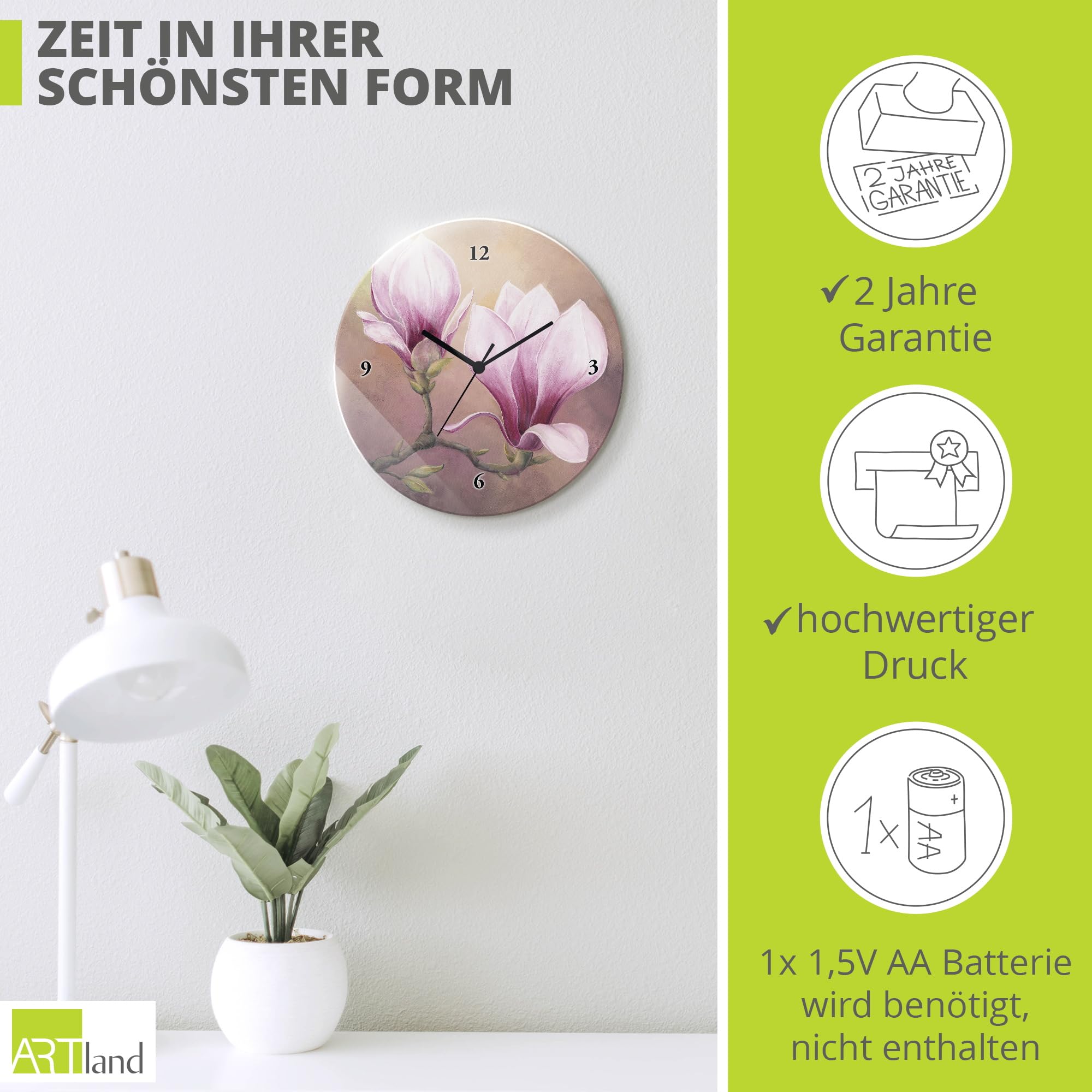artland-wanduhren-t4wv-wanduhr-magnolie-30-cm-glas-lautlos image 3