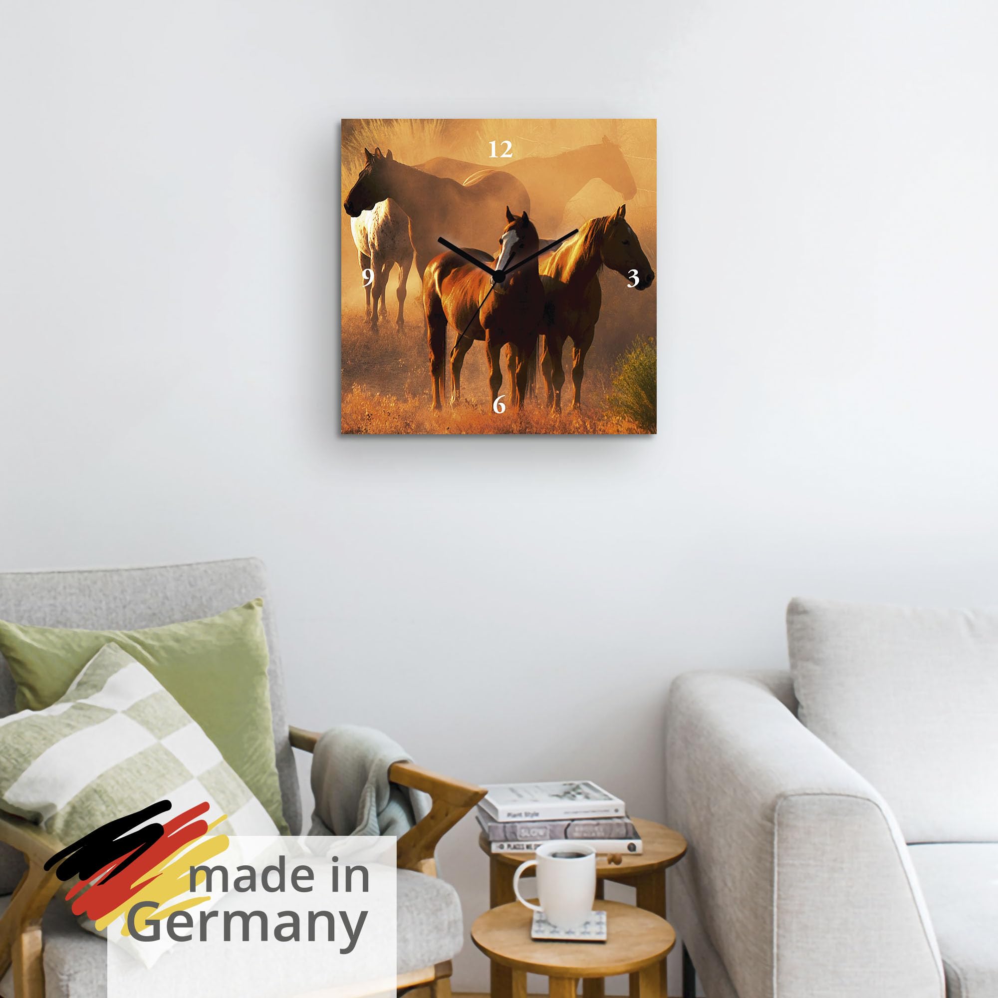artland-wanduhren-s8sq-wanduhr-30x30-cm-pferde-lautlos image 6