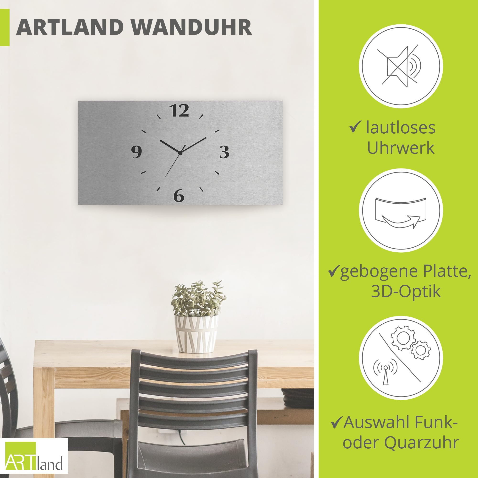 artland-wanduhren-funkuhr-wanduhr-60x30-3d-lautlos-modern image 2
