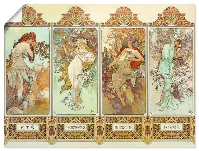 artland-jahreszeiten-kunstdruck-poster-jugendstil-mucha image 1