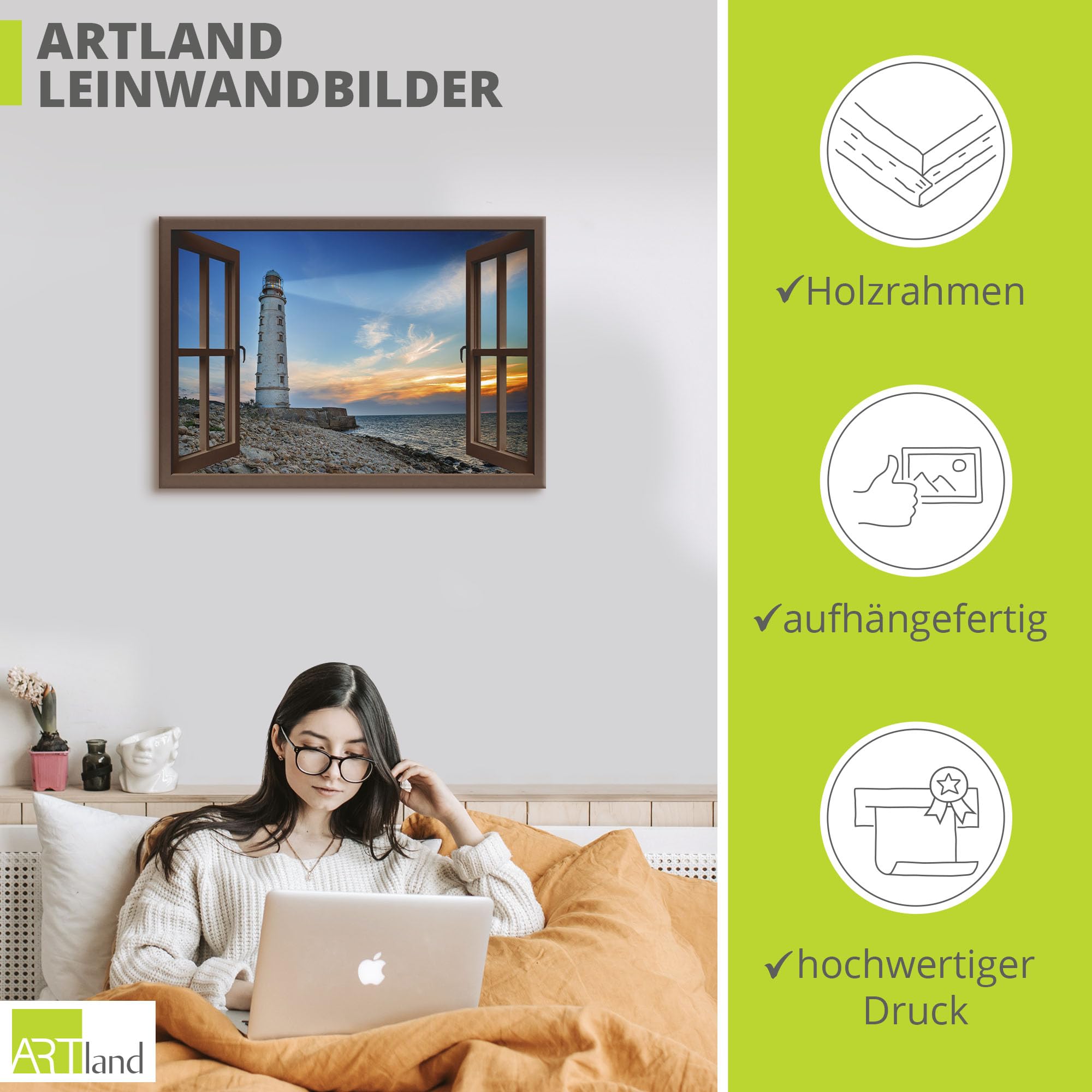 artland-leuchtturm-leinwandbild-100x70-cm-meerblick image 3
