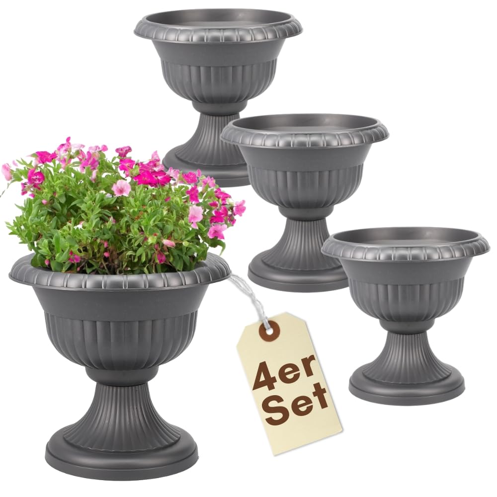 garpet-garten-blumentopf-mit-st-nder-4er-set-30-cm-grau-ablaufloch image 1