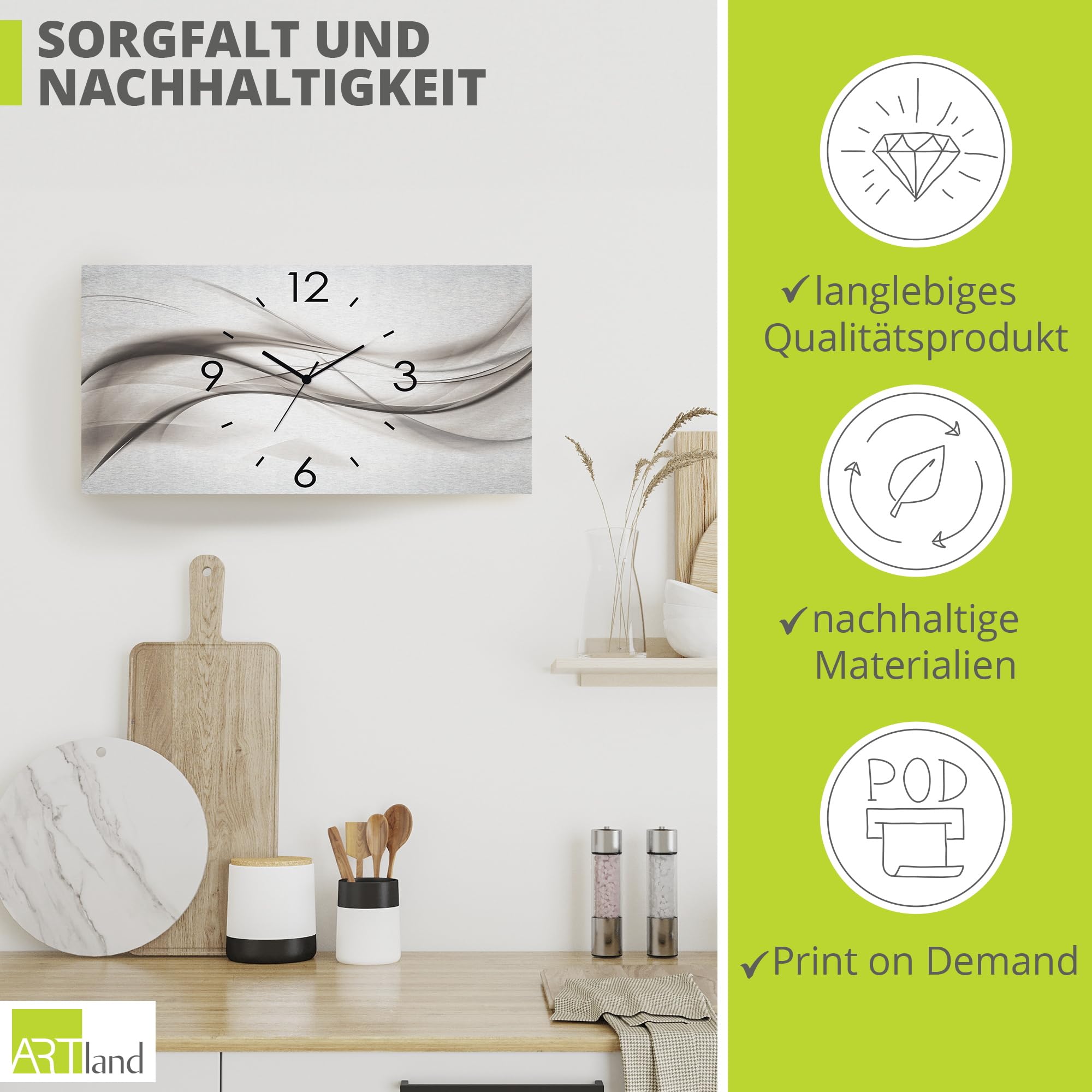 artland-wanduhren-quarzuhr-50x25-cm-wanduhr-silber-lautlos image 5